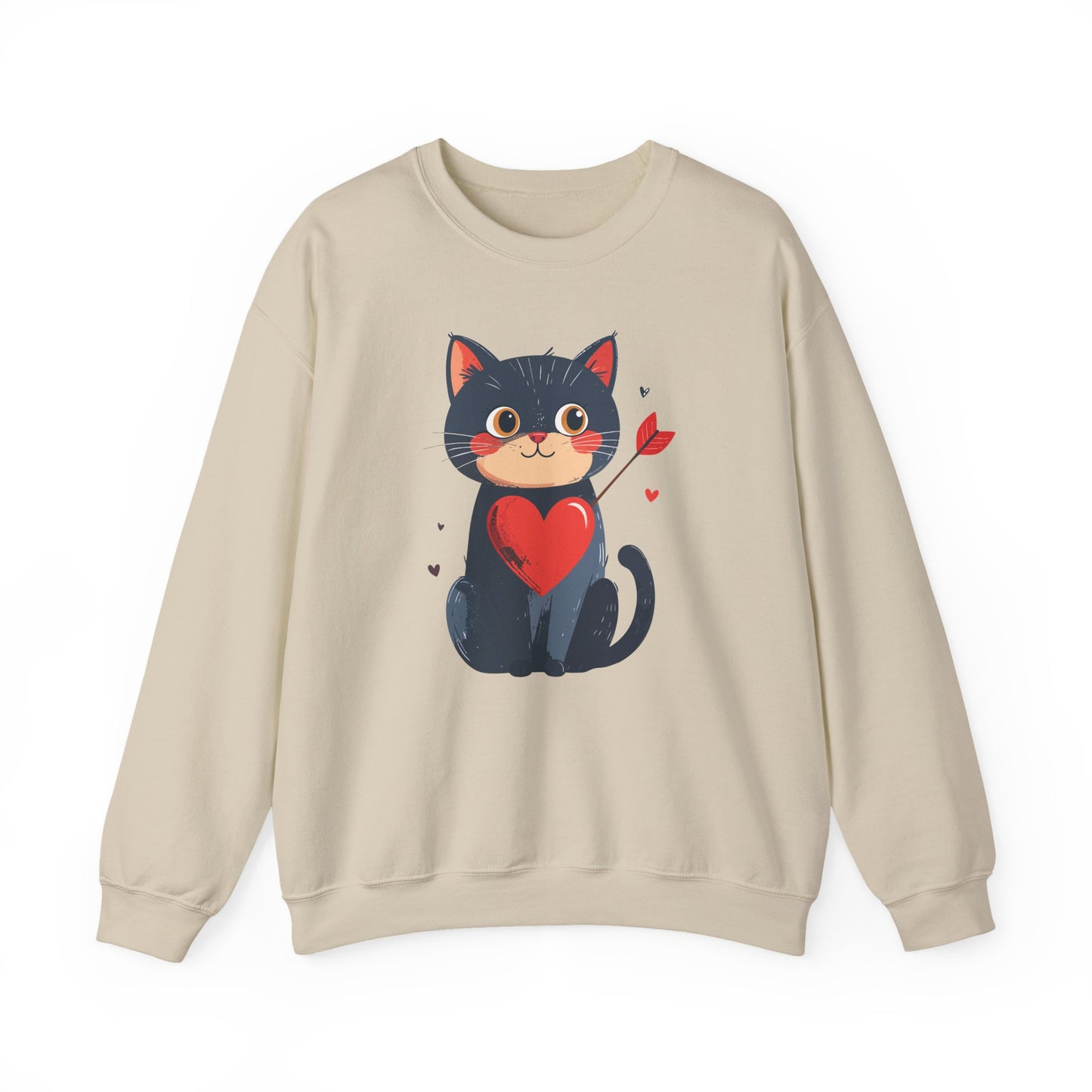 Cat Heart Sweatshirt, Heart Sweatshirt, Cat Sweatshirt, Valentine's Day Sweatshirt, 50/50 Cotton-Poly Animal Sweatshirt 108