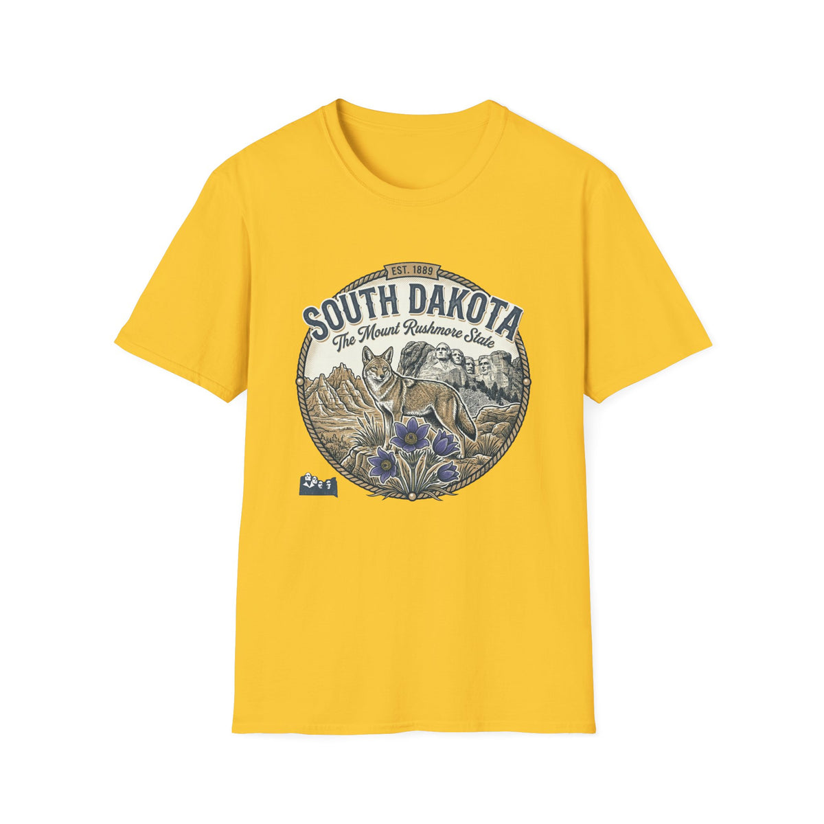South Dakota Wildlife Tee – State Prairie Flowers Travel Tourist Graphic Tee Unisex 100 Cotton Gildan T-Shirt