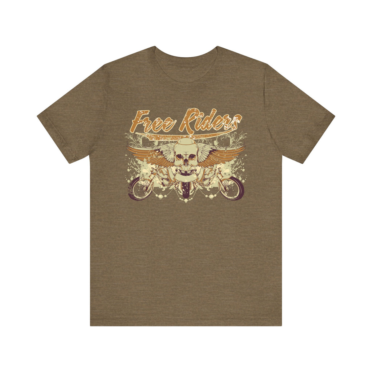 Free Riders Skull Motorcycle Tee Biker Graphic Art Design T-Shirt A-1