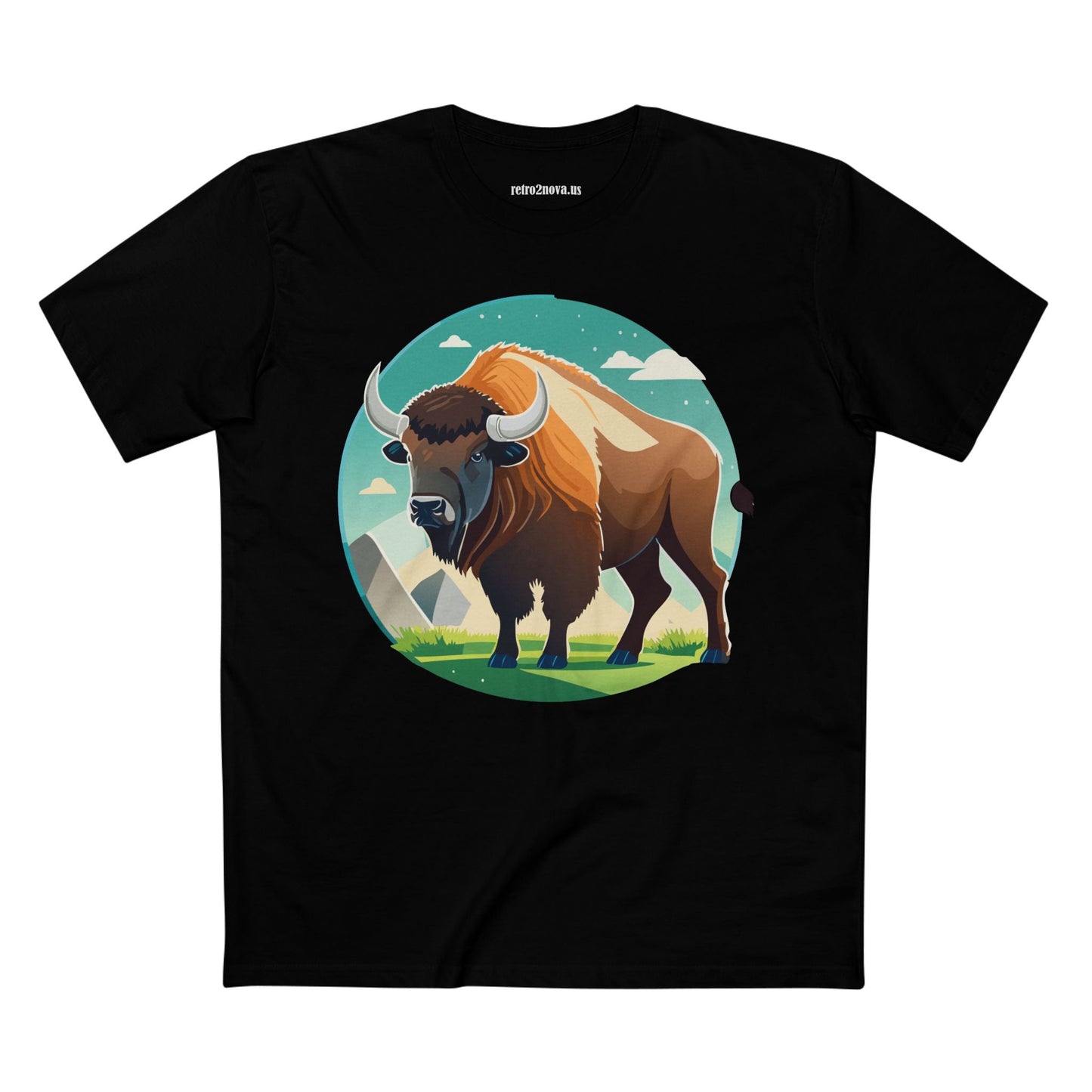 Bison Shirt Unisex Premium Cotton Tee With Original Art Design From Retro2Nova Animals Collection Exclusive Art Series