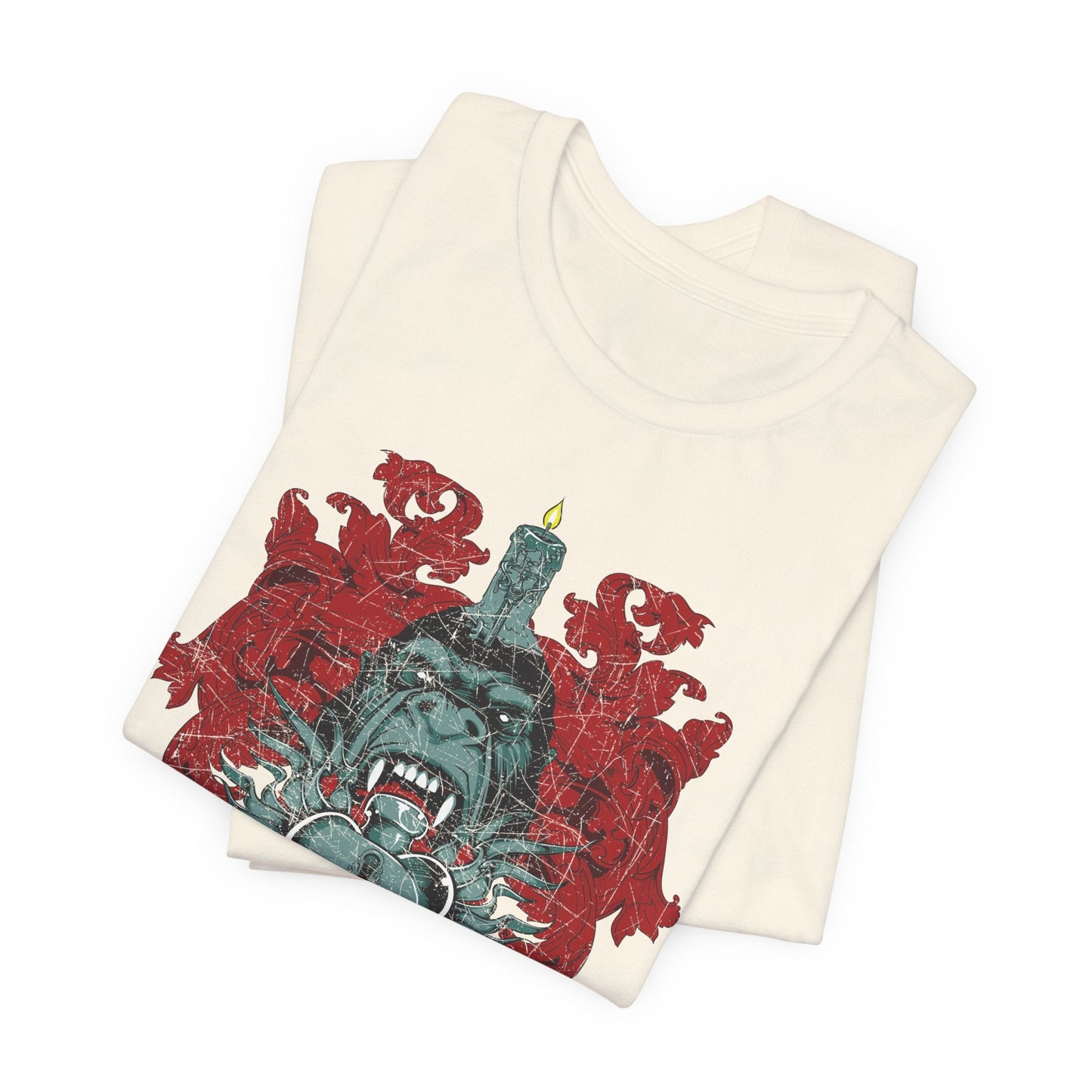 Gorilla Crest with Sword and Heart T-Shirt Heraldic Gothic Design Rock Band T-Shirt