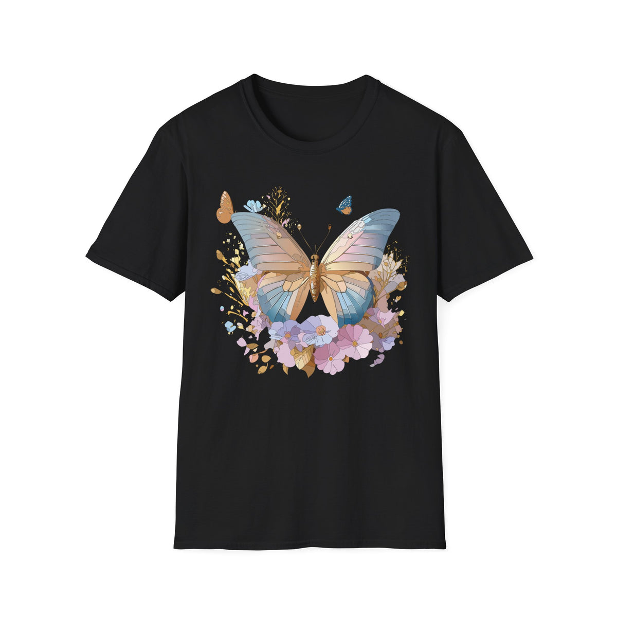 Butterfly Floral Tee — Pastel Garden Butterfly Graphic Tee Unisex 100 Cotton Gildan T-Shirt
