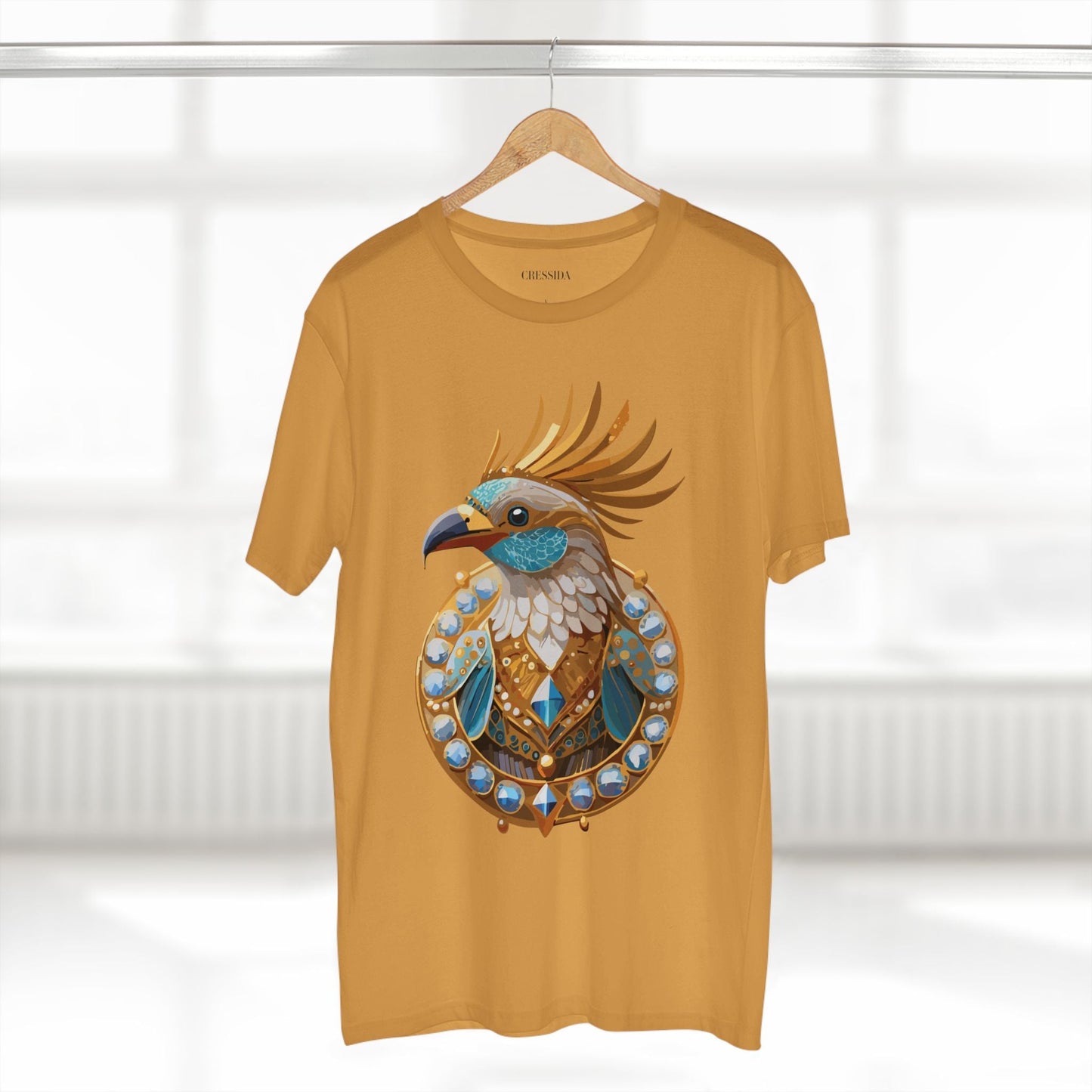 Bird Graphic Unisex 100 Cotton Tee With Unique Animal Golden Medallion Art Design 23