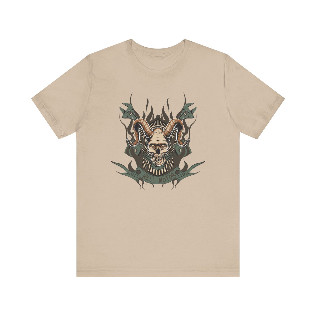 Ram Skull with Horns Tee Gothic Skull Shirt, Dark Tribal Design Unisex Cotton Art-49