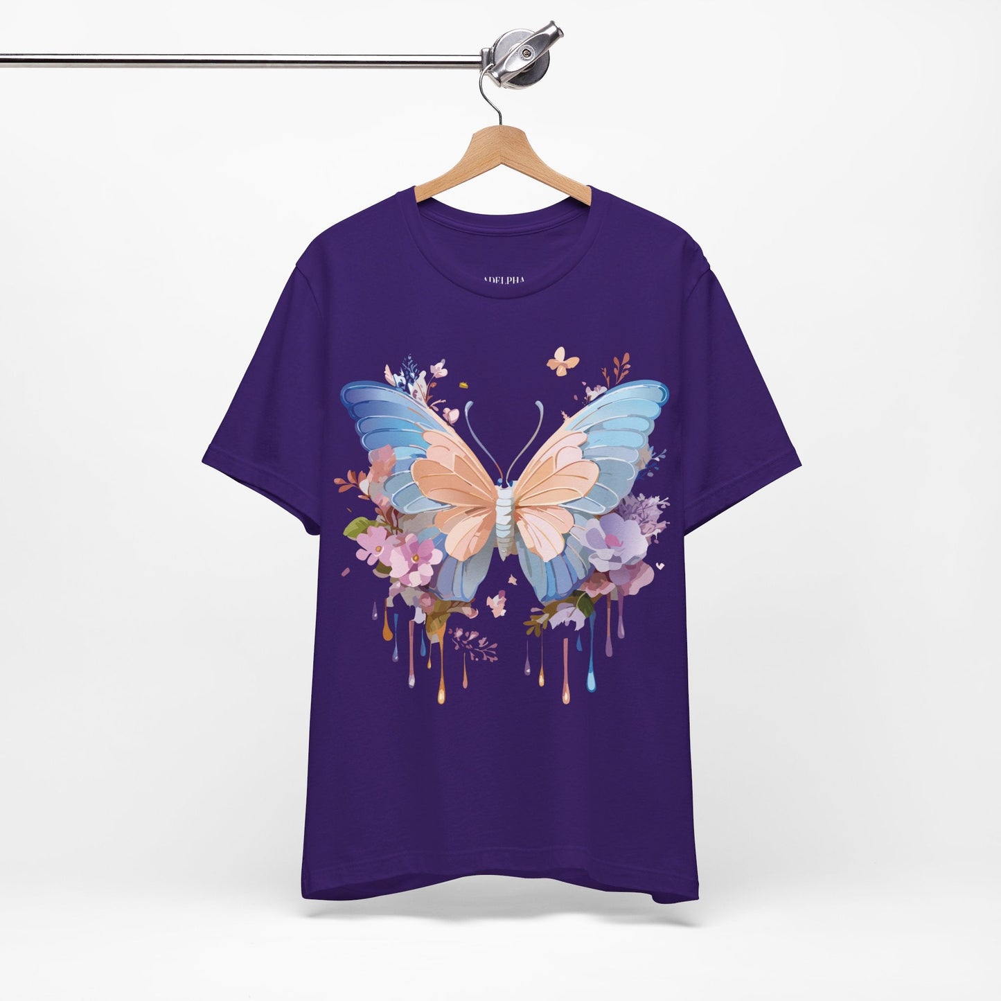 Butterfly Graphic Unisex 100 Cotton Lightweight Vintage Floral Design Jersey Tee 2