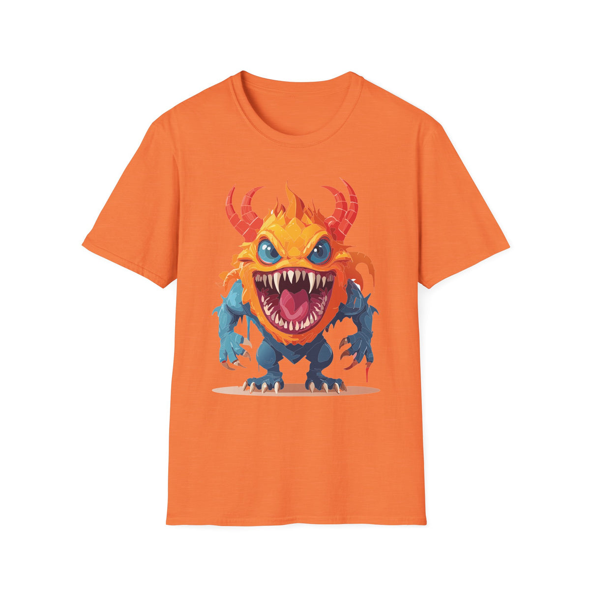 Monster T-Shirt — Colorful Fierce Creature Cartoon Graphic Tee Unisex 100 Cotton Gildan T-Shirt