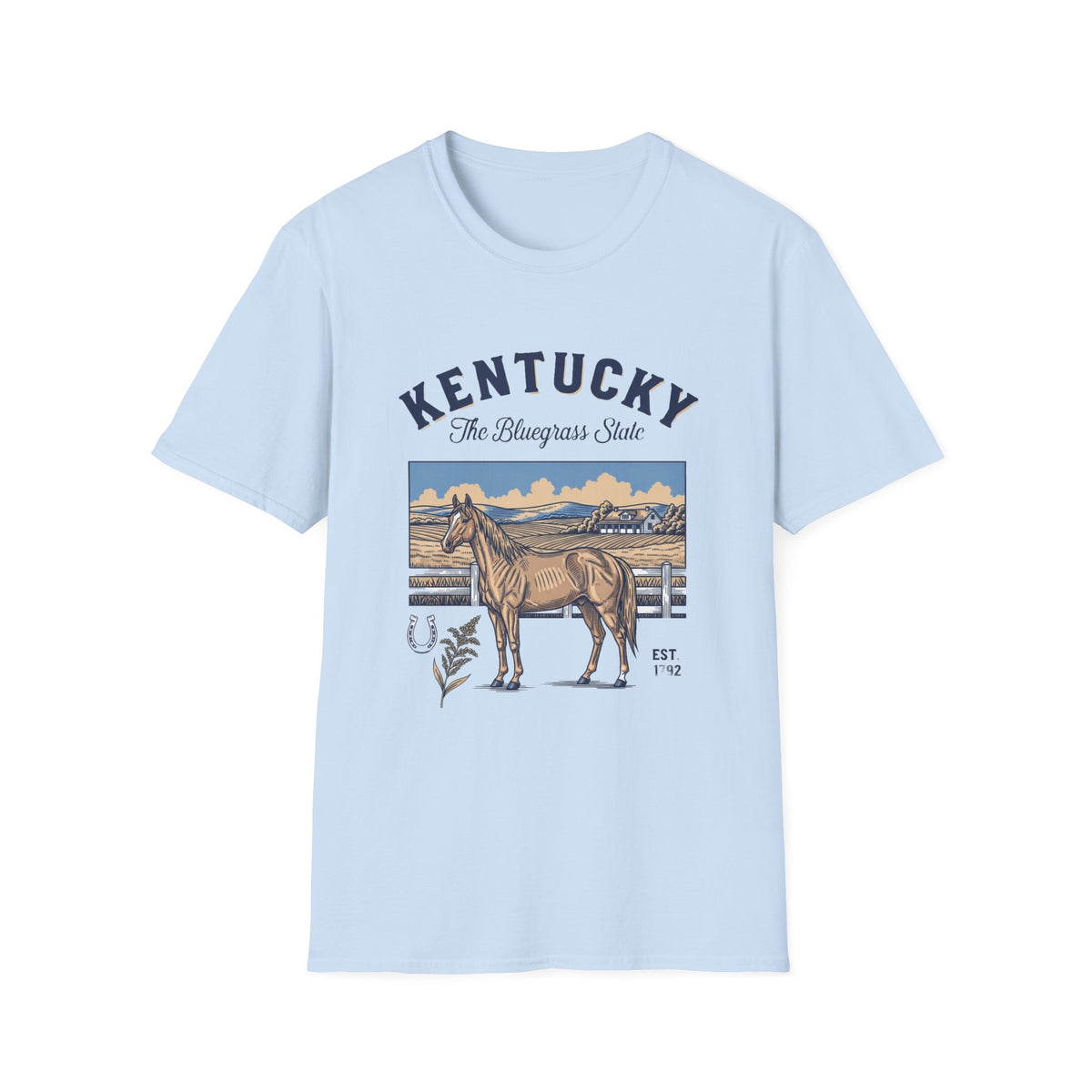 Kentucky Horse Vintage Graphic T-Shirt — The Bluegrass State Travel Tourist Graphic Tee Unisex 100 Cotton Gildan T-Shirt