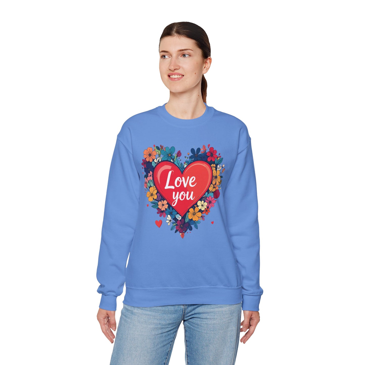 Big Heart Sweatshirt, Floral Heart Sweatshirt, Floral Love Sweatshirt, Valentine's Day Sweatshirt, Heart Floral Sweatshirt 107