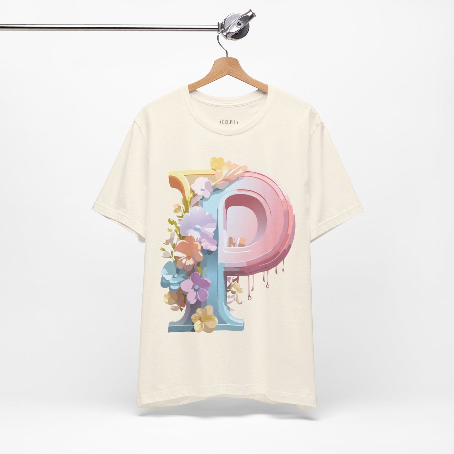 Adelpha Letter P Graphic Tee Unisex Vintage Inspired Art Design Jersey Short Sleeve Shirt