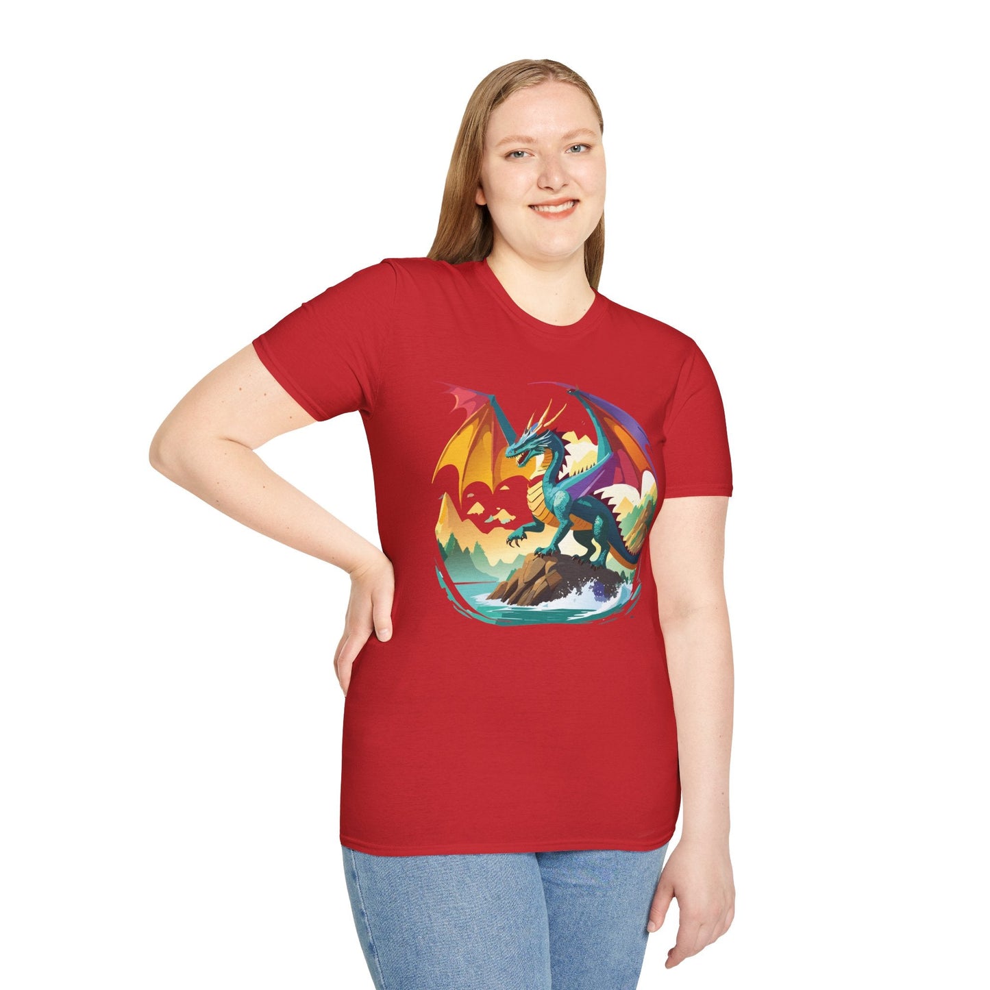 Dragon Graphic Unisex Cotton Softstyle Art Design Tee With Animals 21