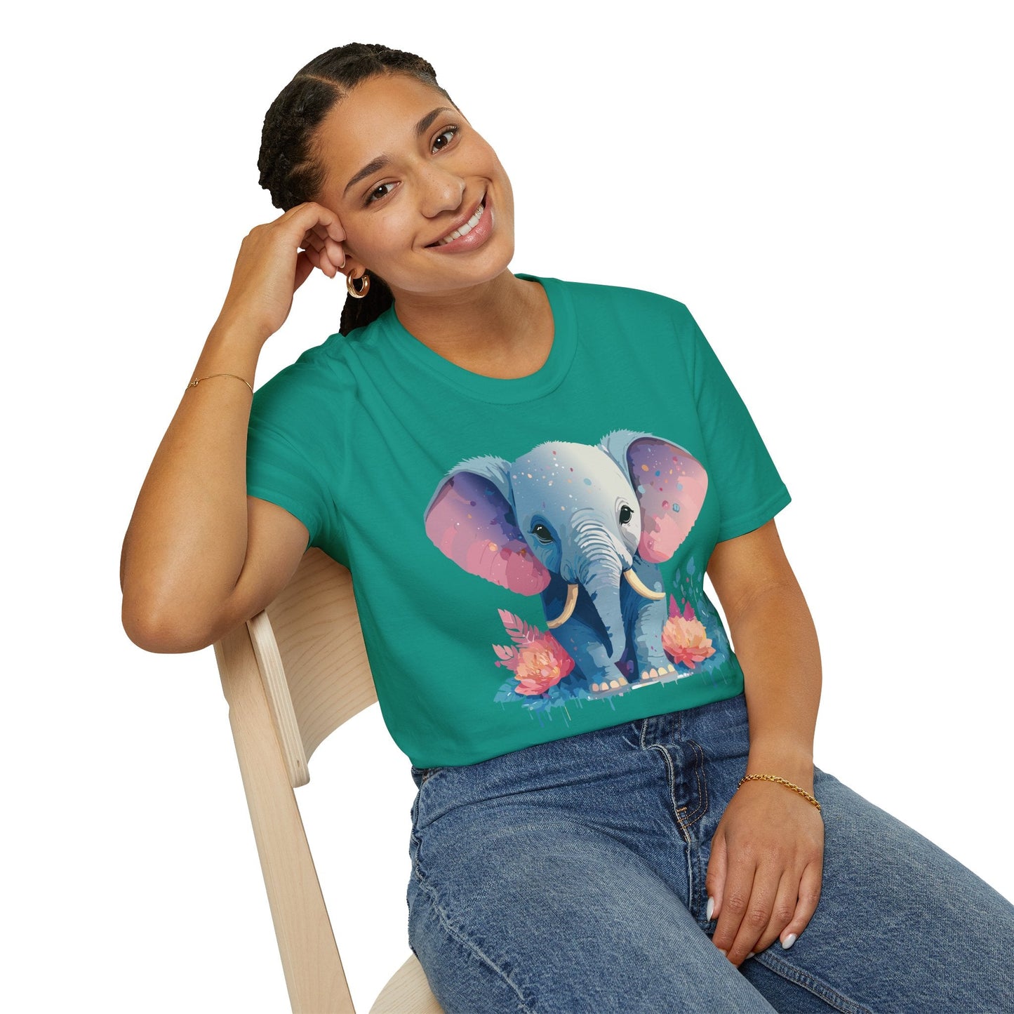 Elephant T Shirt For Adults Unisex Gildan Softstyle 64000 100 Percent Ring Spun Cotton Tee