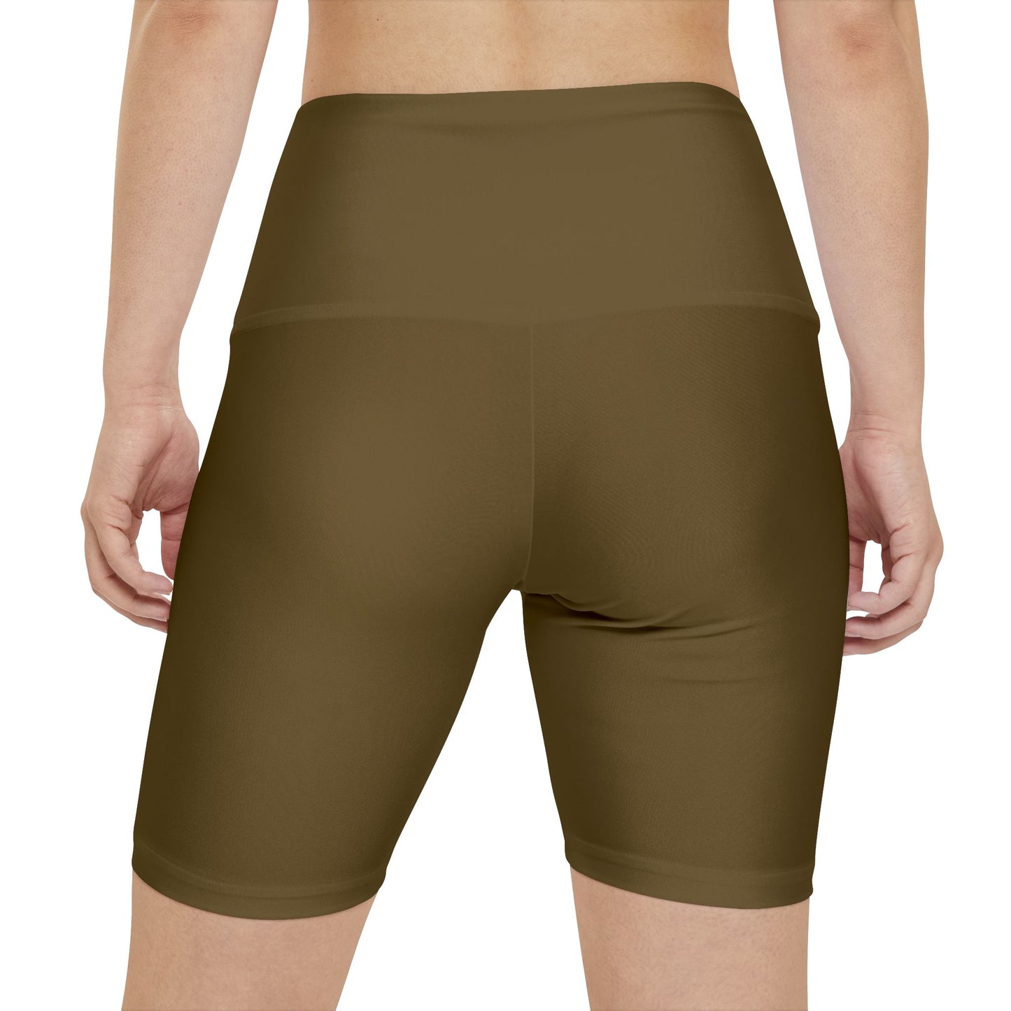 Olive Bark Brown Olive High-Waist Women's Workout Shorts — Compression Biker Shorts for Yoga & Gym