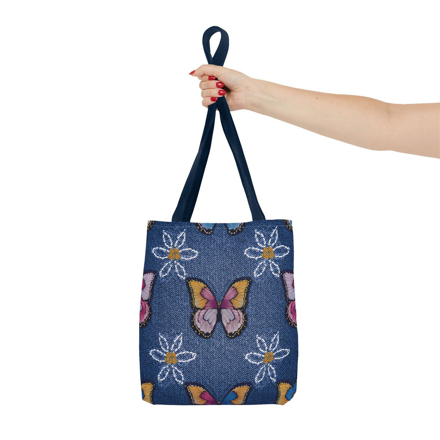 Denim Fabric Imitation Print Unisex Canvas Bag Poly Spun 3 Sizes Tote Bag 178