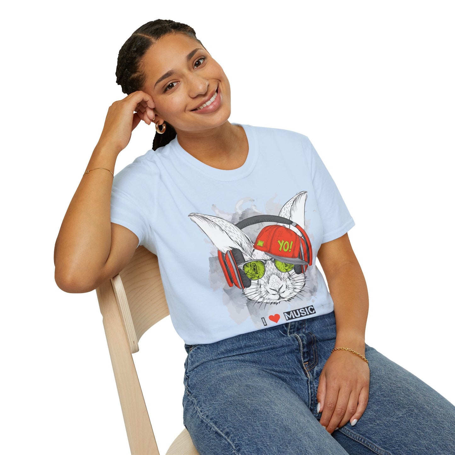 Unisex Music Animals Shirt With Headphones Softstyle Short Sleeve Tee Gildan 64000
