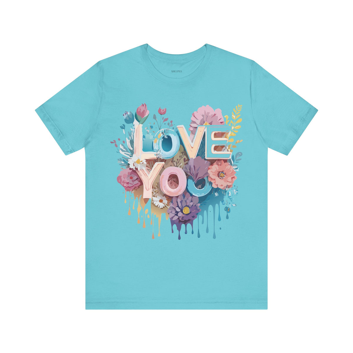 Valentine's Day Graphic Unisex Cotton Bella+Canvas Tee with Floral Art Design d102