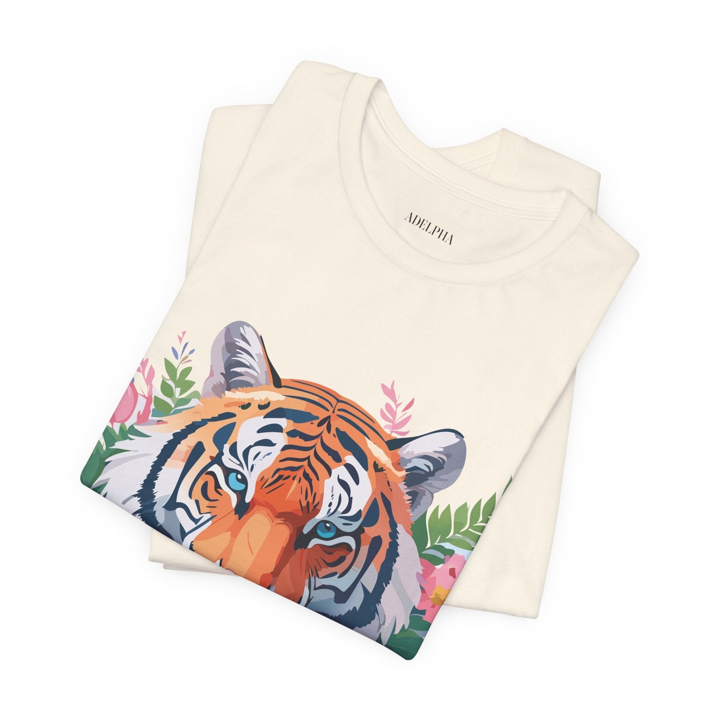 Tiger Graphic Tee Unisex Short Sleeve Shirt With Vintage Inspired Artwork By Adelpha