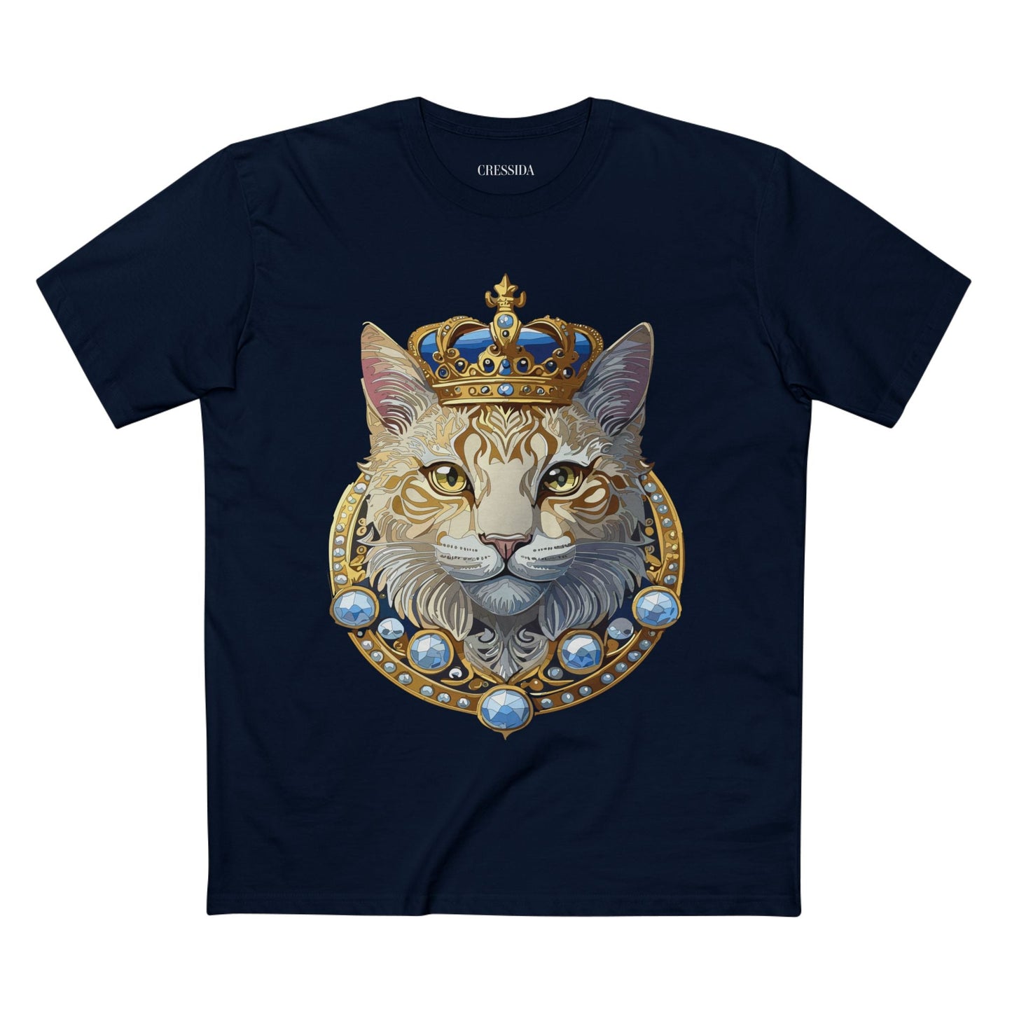 Cat Graphic Unisex 100 Cotton Tee With Unique Animal Golden Medallion Art Design 14
