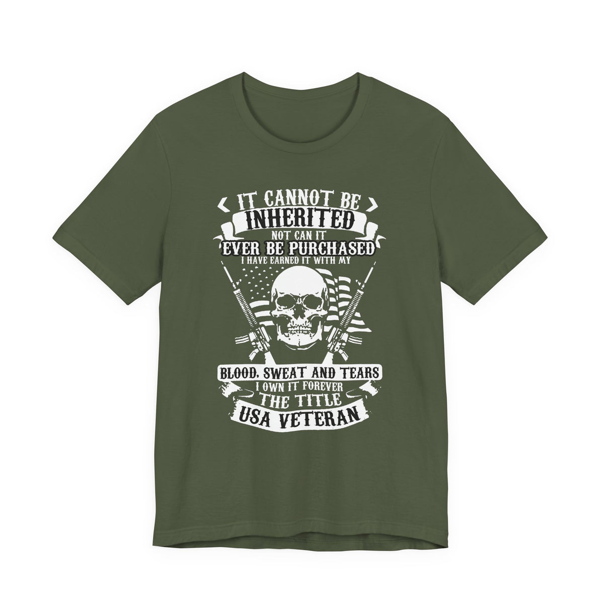 USA Veteran skull flag crossed rifles T-Shirt Military pride Unisex Cotton tee v54