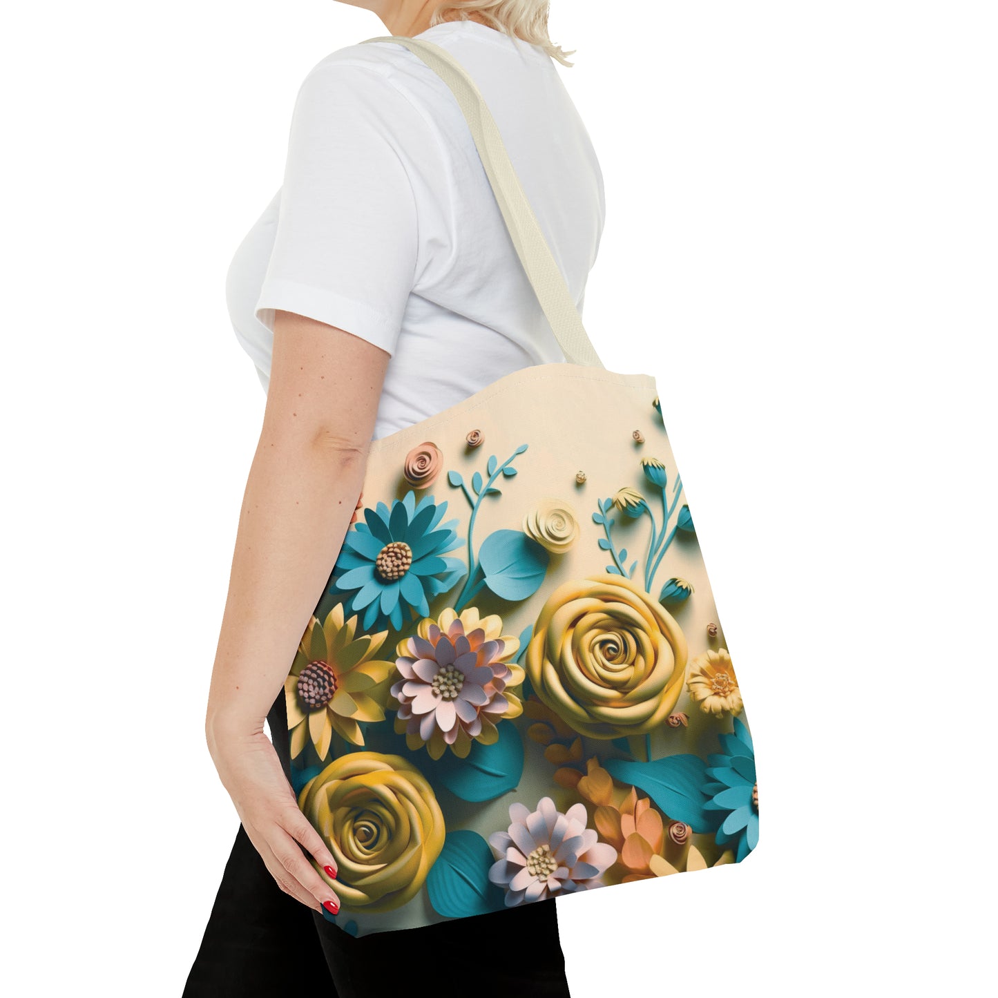 Canvastasche mit floralen Prints 