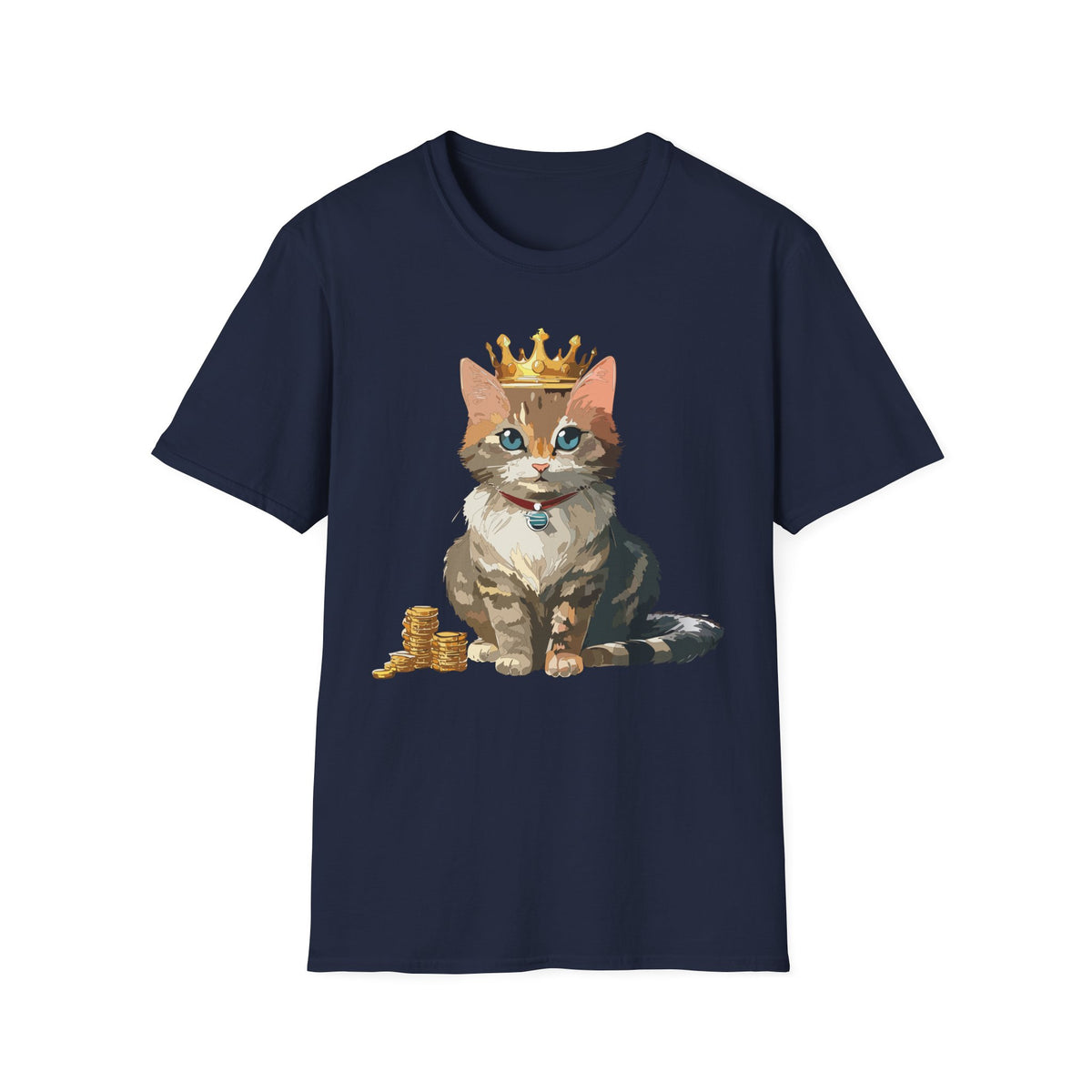 Crowned Tabby Cat T-Shirt | Cute Kitty with Crown and Treasure