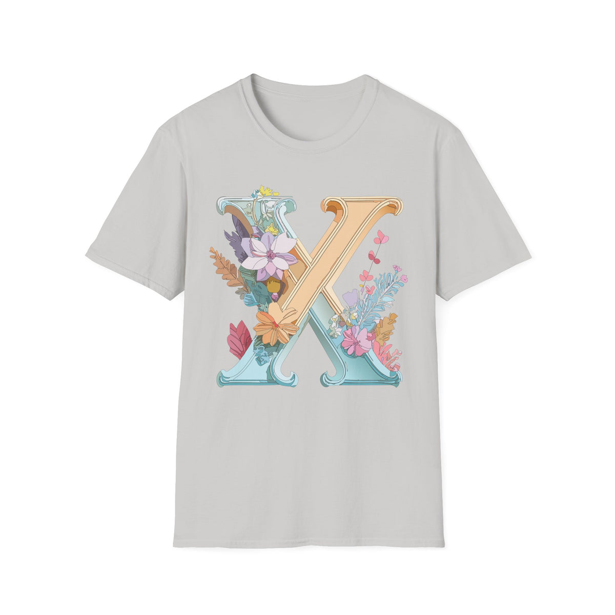 Floral Letter X T-Shirt | Botanical Monogram Tee