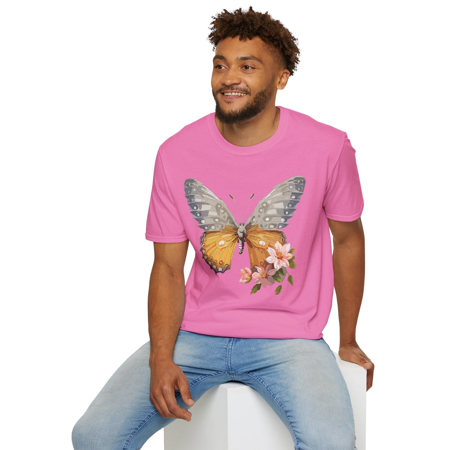 Unisex Butterfly T Shirt Monarch Print Softstyle Cotton Tee Gildan 64000 Lightweight Comfort