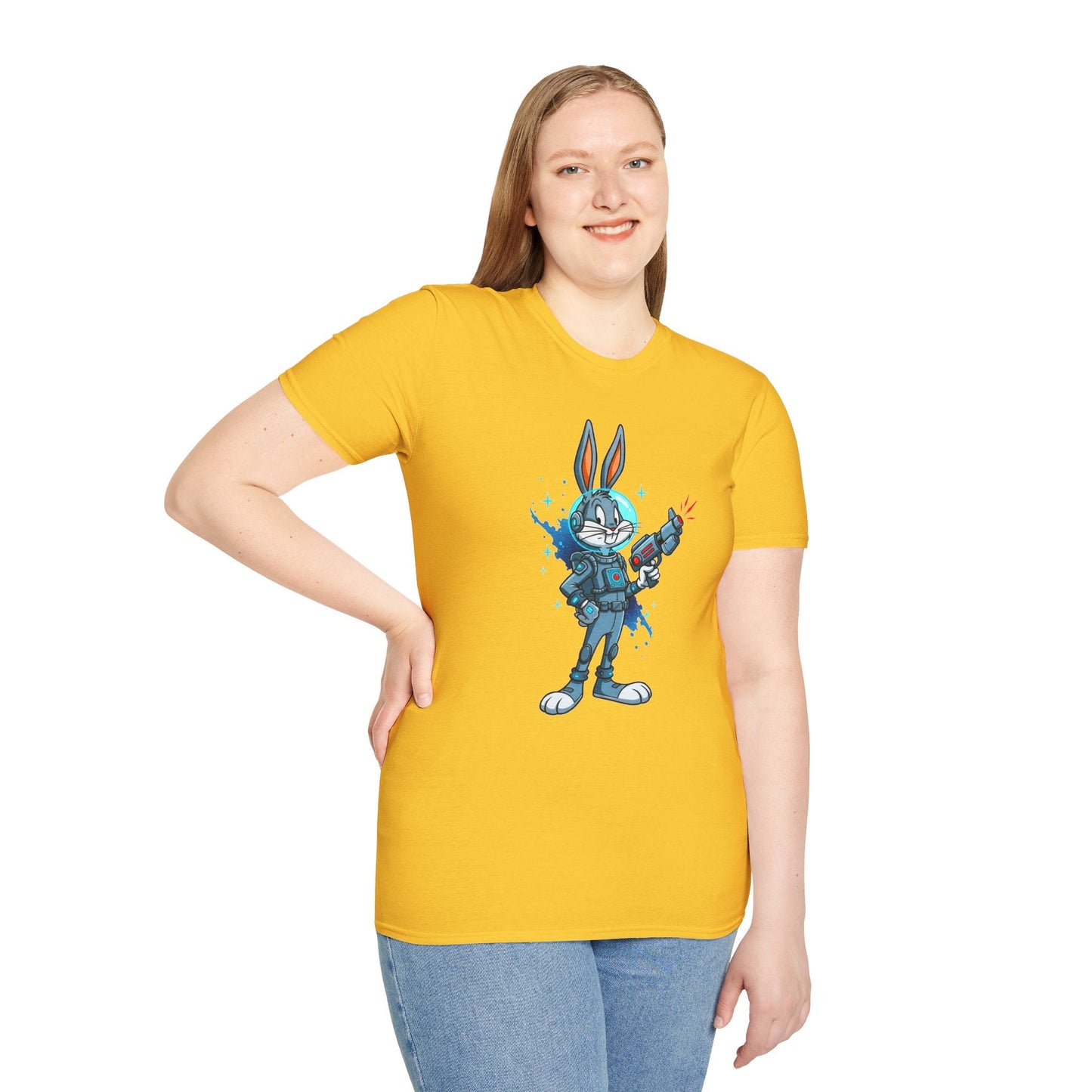 Bugs Bunny Shirt Unisex Gildan Softstyle 64000 Cartoon Tee 100 Percent Ring Spun Cotton