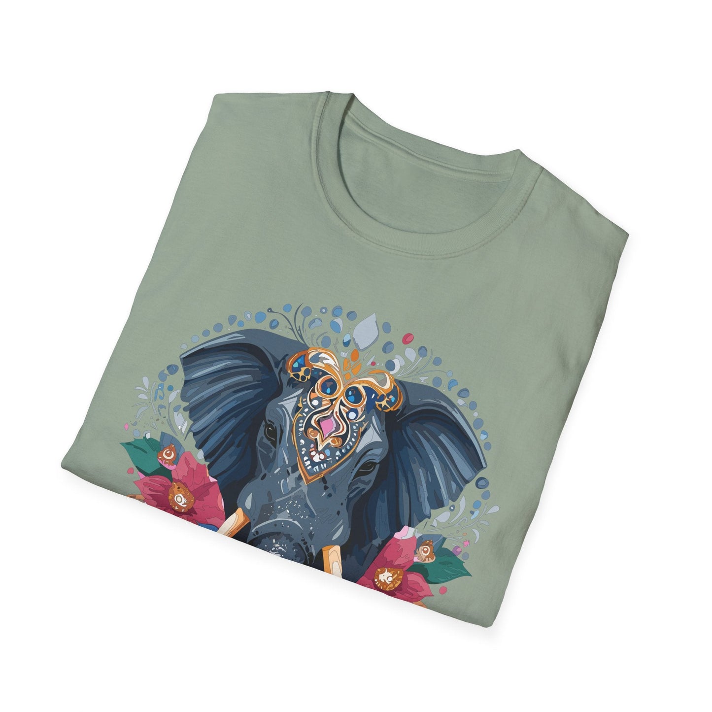 Elephant Graphic T Shirt Unisex Cotton Tee Softstyle Gildan 64000 Elephant Design