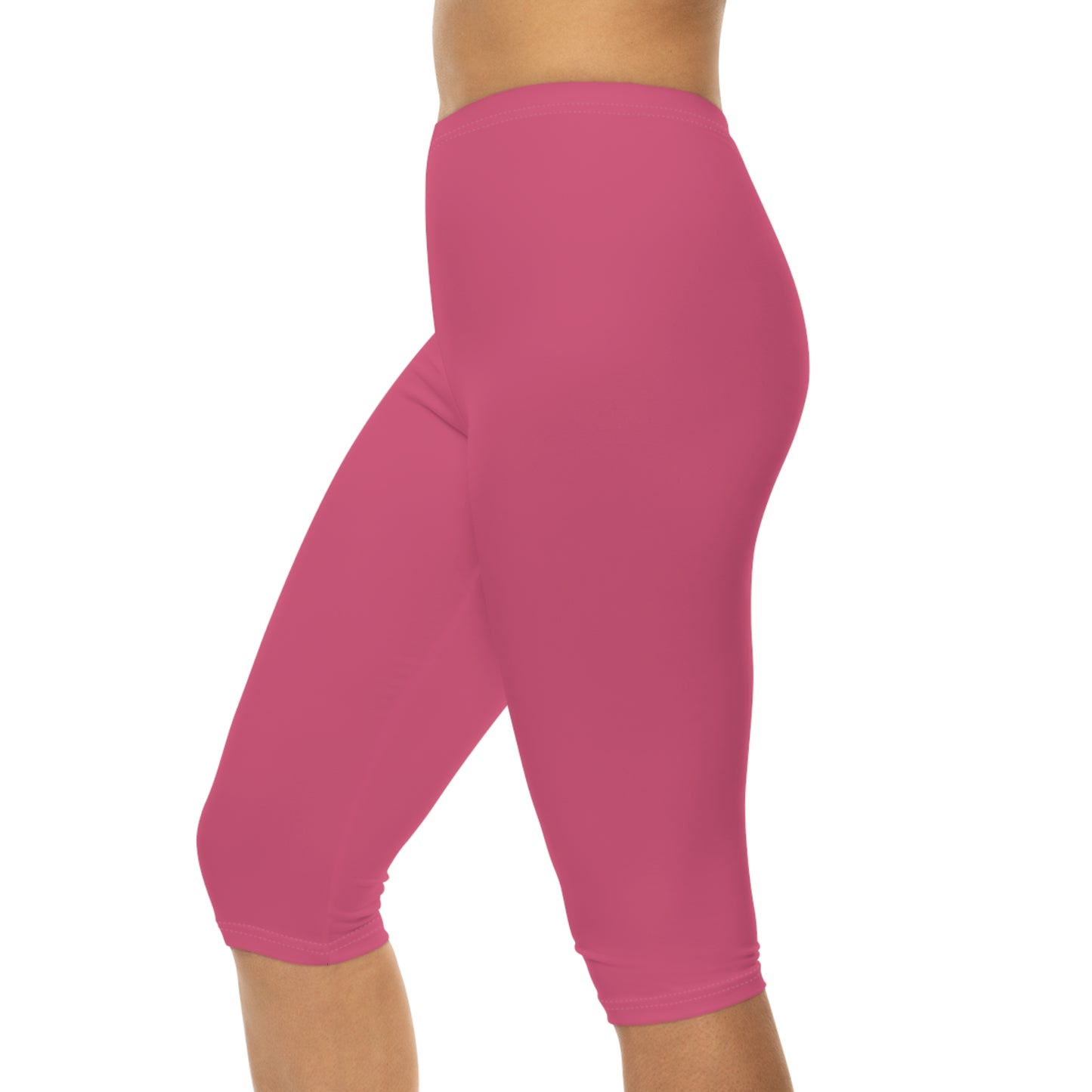 Blush Rose Color Women's Brushed Suede Poly Span Casual Capri Leggings XS-2XL
