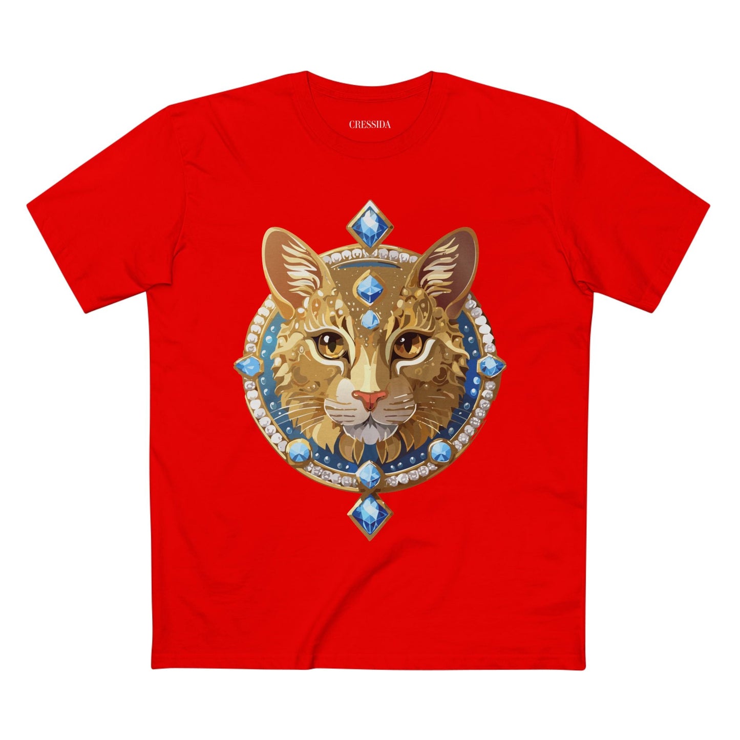 Cat Graphic Unisex 100 Cotton Tee With Unique Animal Golden Medallion Art Design 10