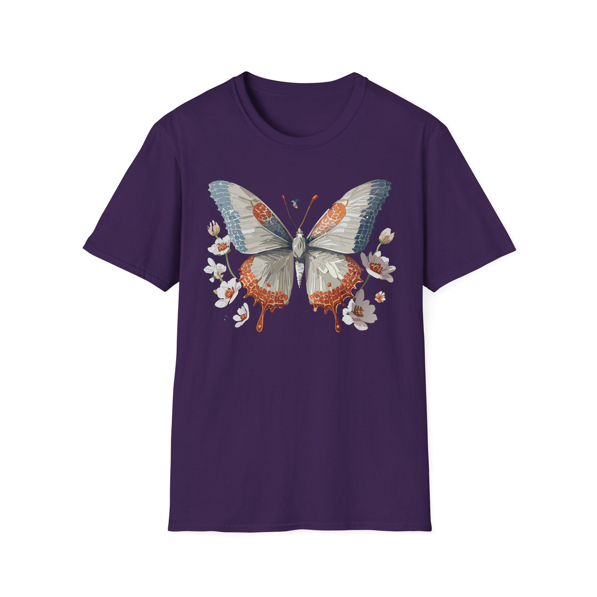 Vintage Botanical Butterfly T-Shirt | Floral Wings Illustration Graphic Tee Unisex 100 Cotton Gildan T-Shirt
