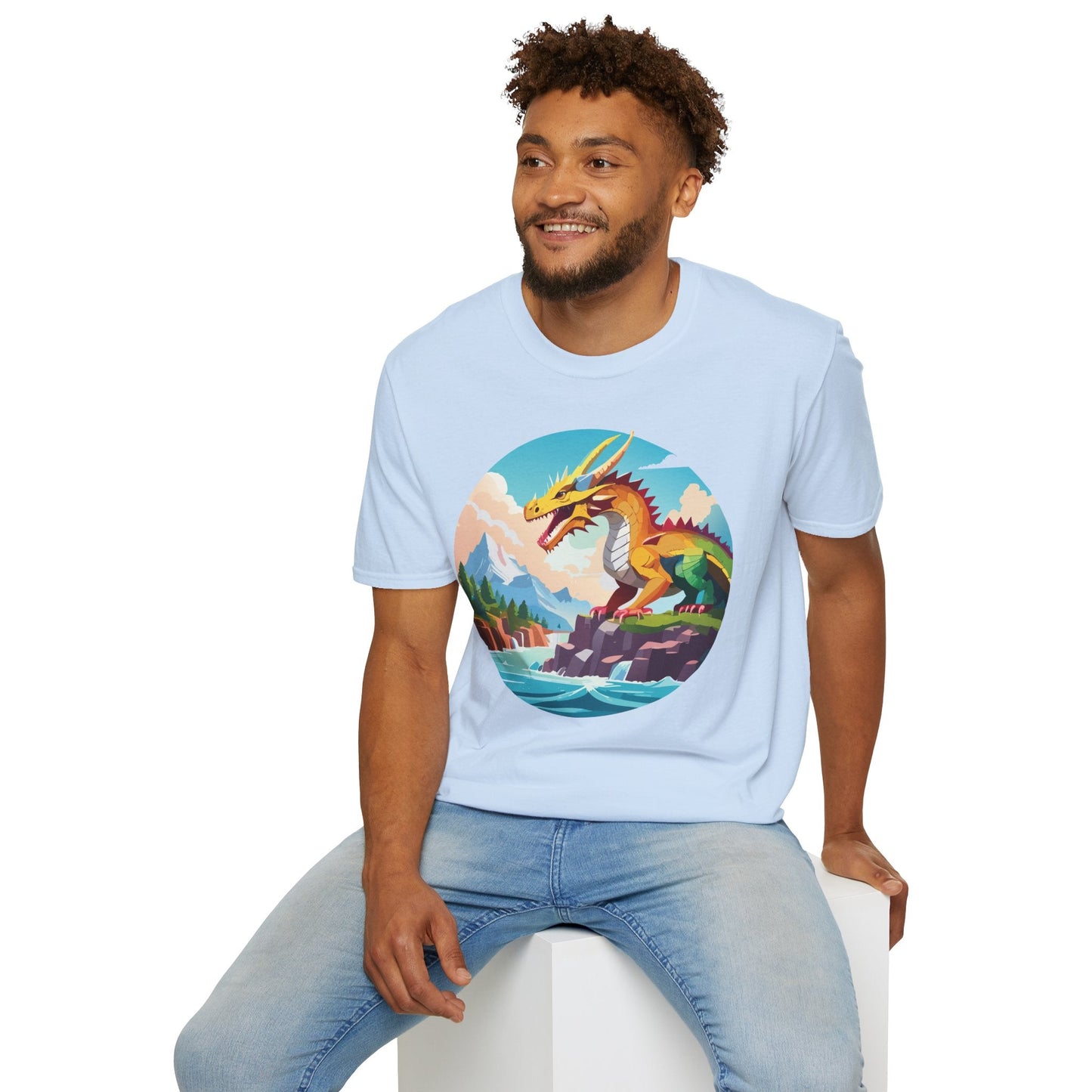 Dragon T Shirt Unisex Softstyle Cotton Tee With Colorful Animal Art Design For Everyday Wear