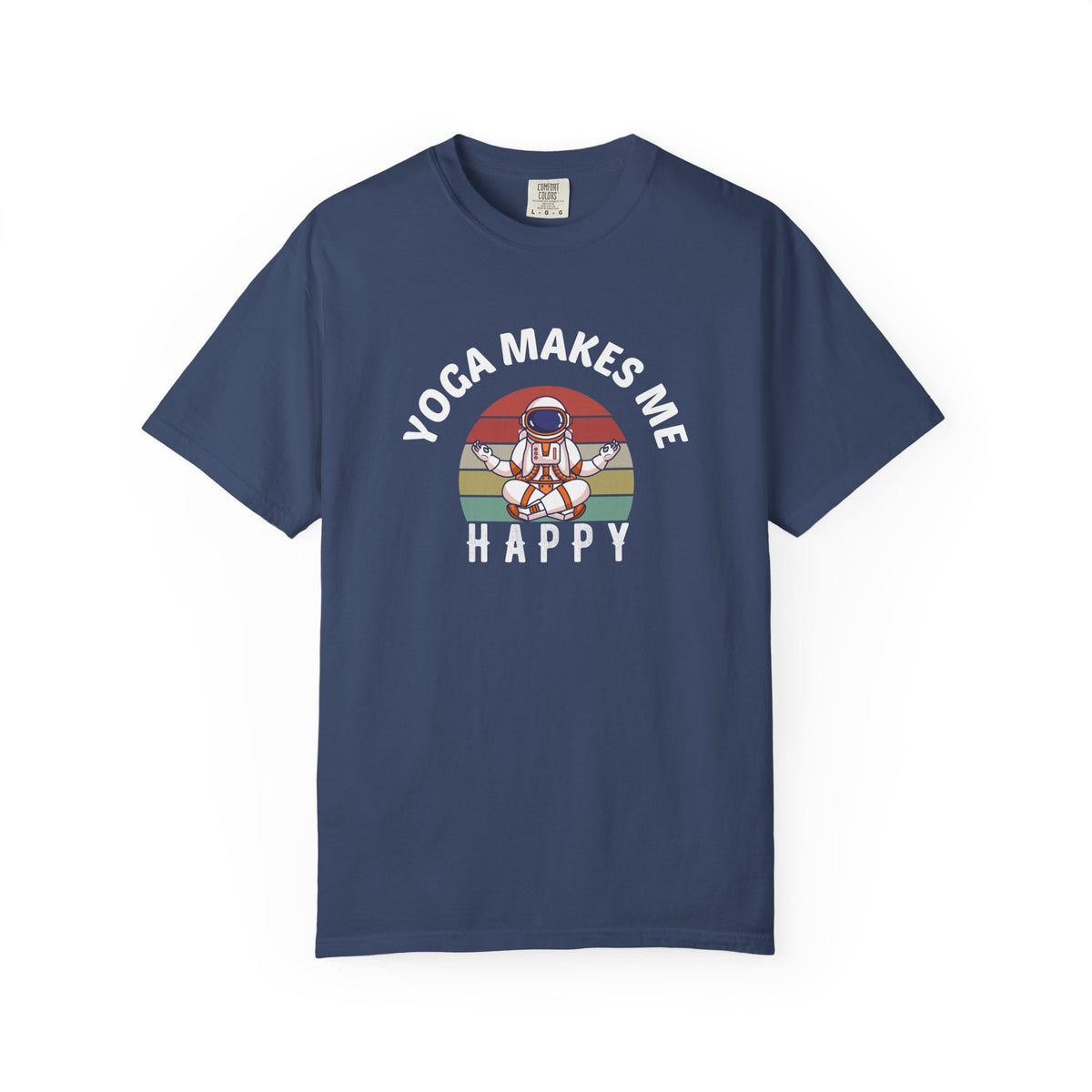 Yoga Makes Me Happy Retro Astronaut Unisex Comfort Colors Garment-Dyed Heavyweight 100 Cotton Art Design T-Shirt w189