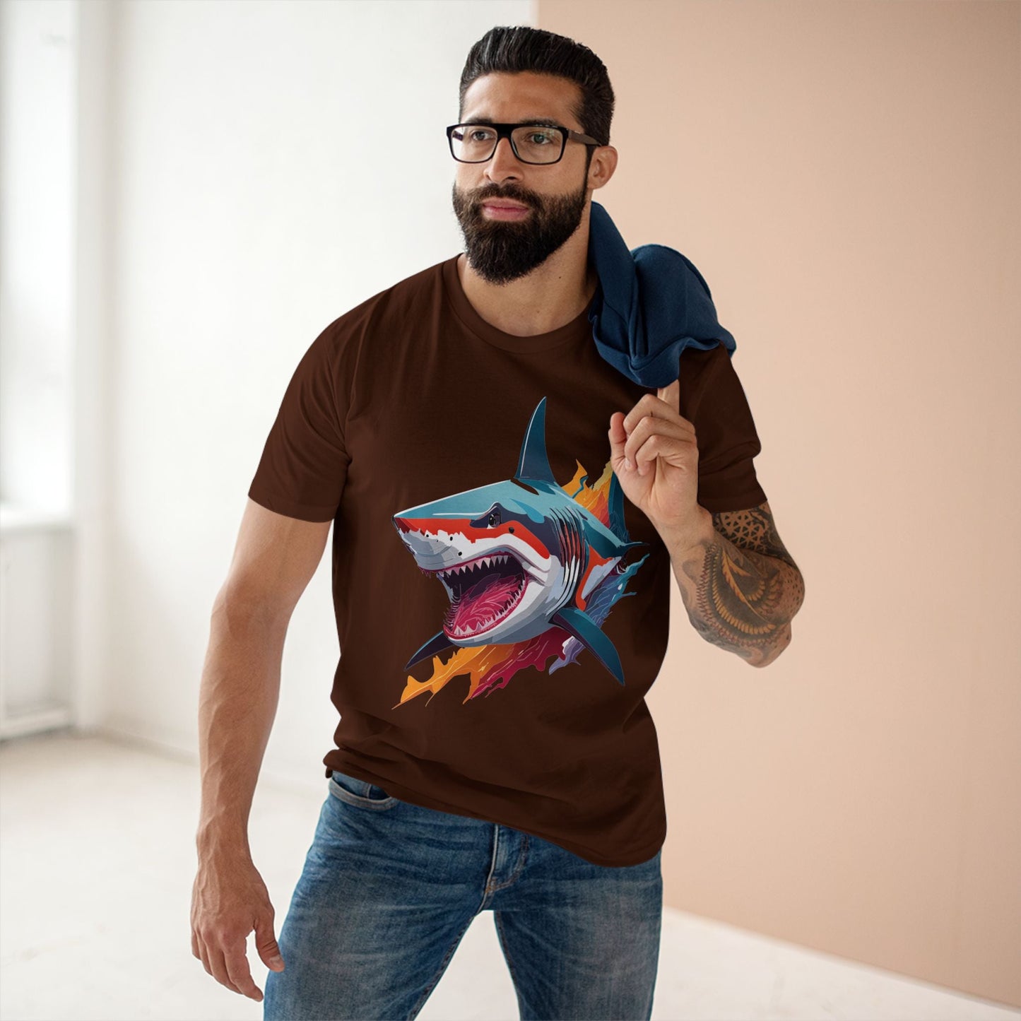 Shark Graphic Unisex 100 Cotton Staple Tee with Animal Design Artwork 12