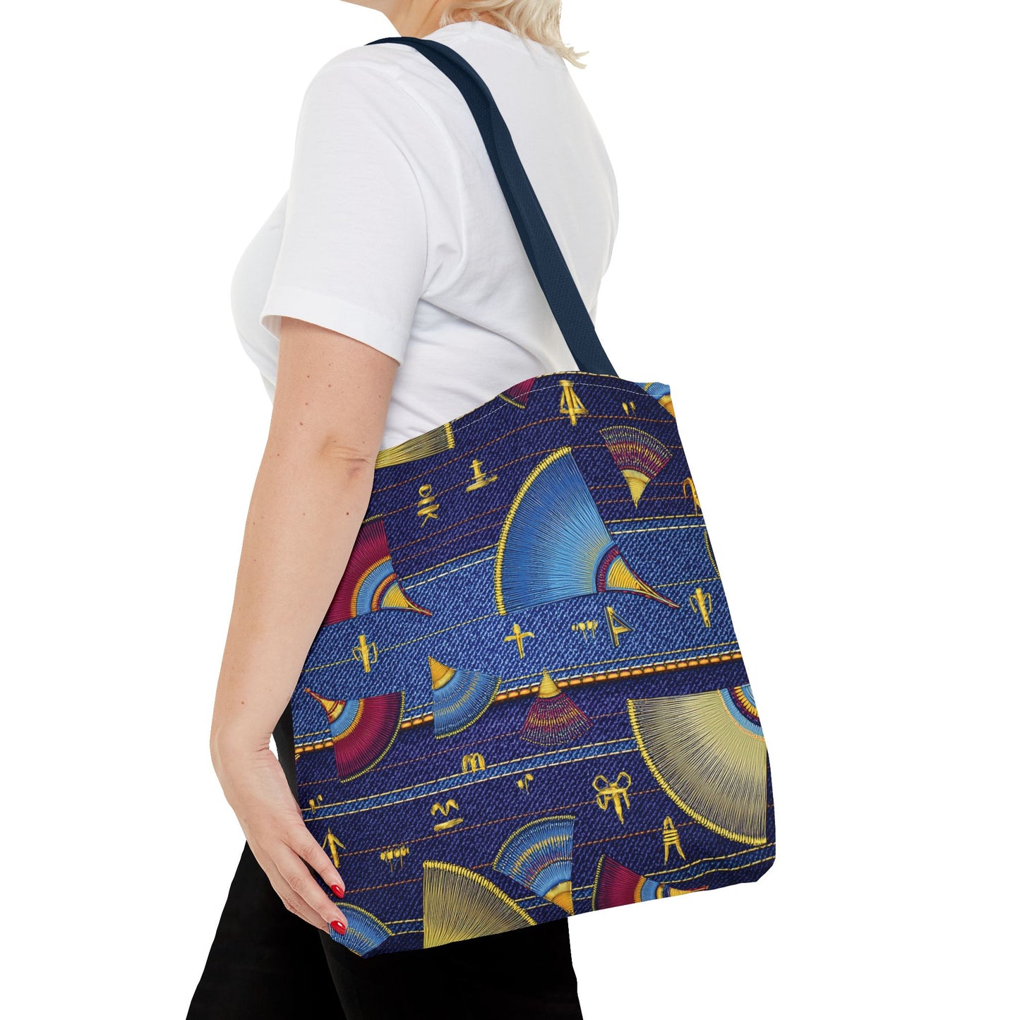 Denim Fabric Imitation Print Unisex Canvas Bag Poly Spun 3 Sizes Tote Bag 185-3