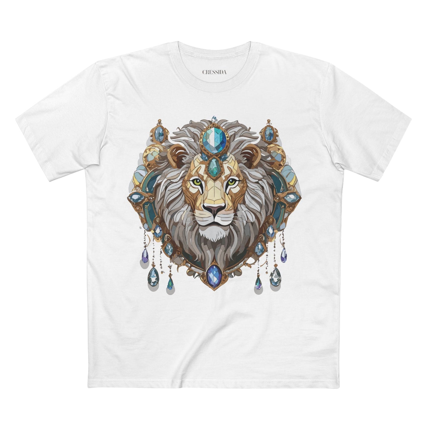 Lion Graphic Unisex 100 Cotton Tee With Unique Animal Golden Medallion Art Design 61