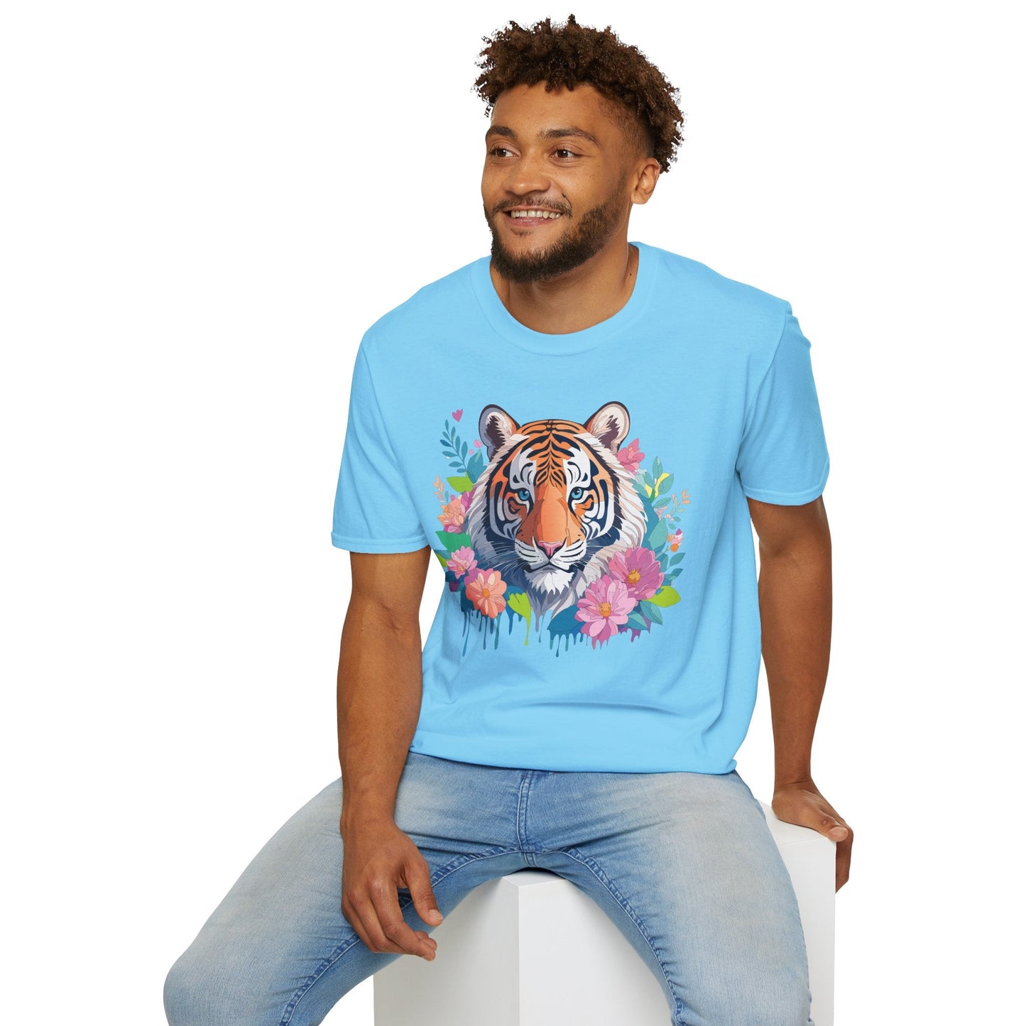 Tiger Themed Unisex Cotton Short Sleeve T Shirt Animal Print Tee