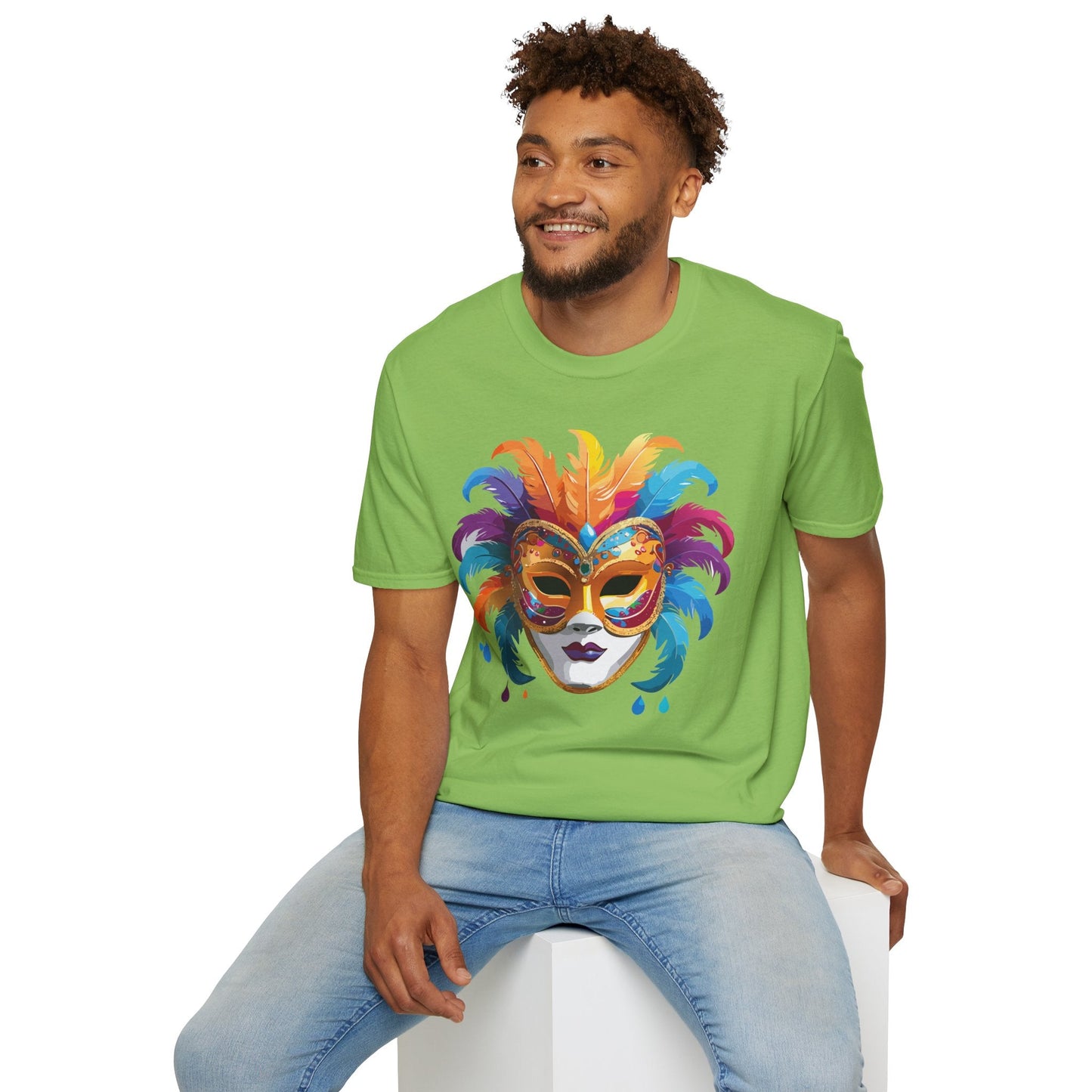 Mask Tee Shirt Unisex Masquerade Design Art Graphic Gildan Softstyle 64000 Cotton Tee