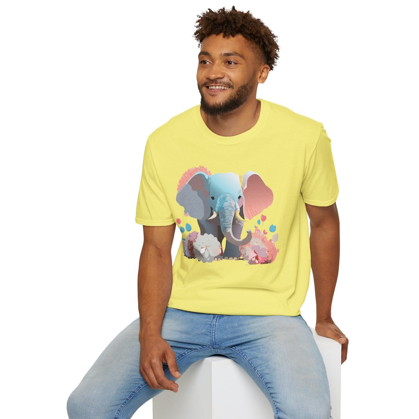 Elephant T Shirt Unisex Softstyle Graphic Tee With Elephant Animation Animal Print