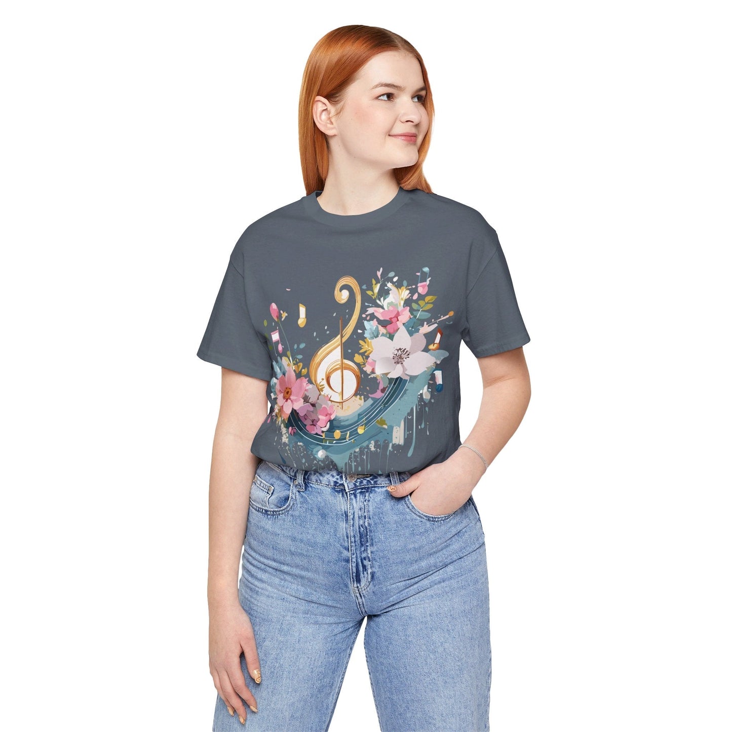 Music Graphic Unisex 100 Cotton Vintage Art with Musical Elements Tee 65