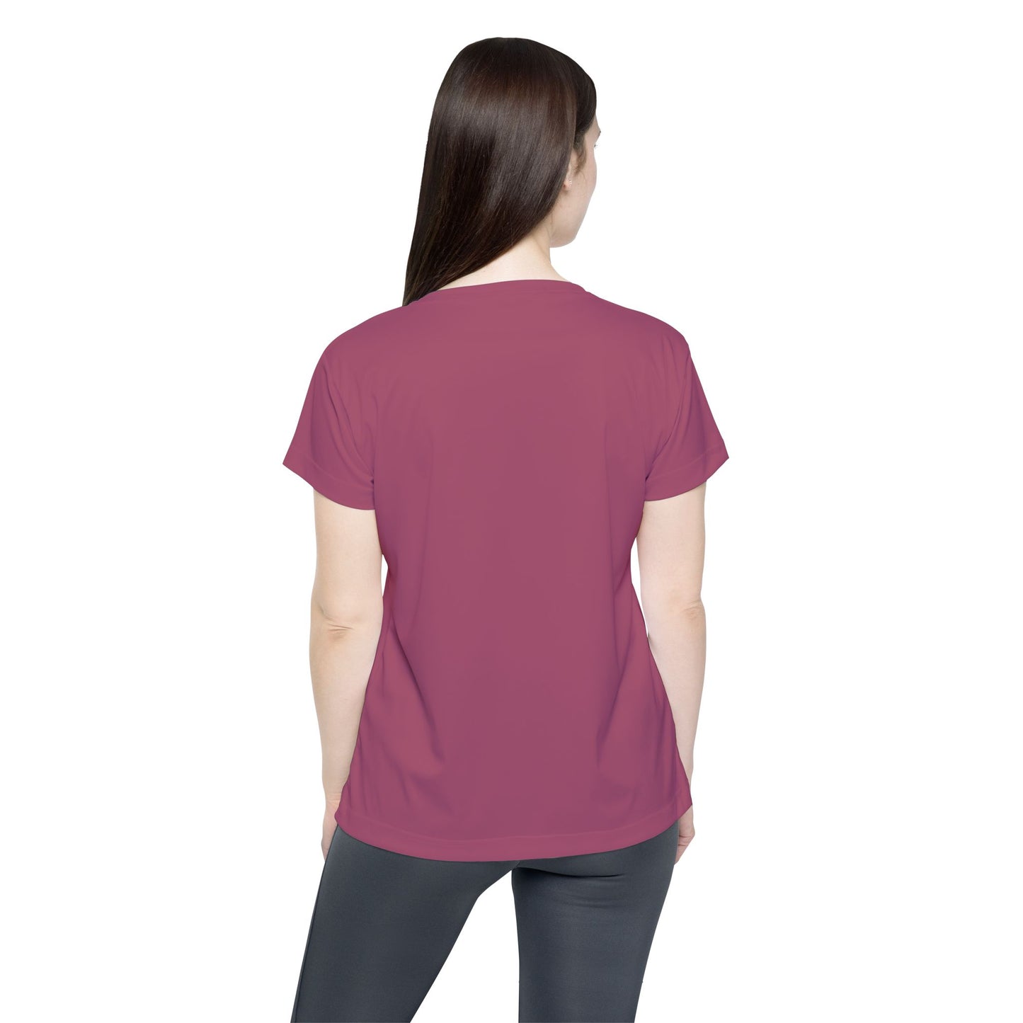 Rosewood Women's Sports Jersey Short Sleeves 100% Poly Solid Rose Mauve Color Print Athletic Tee