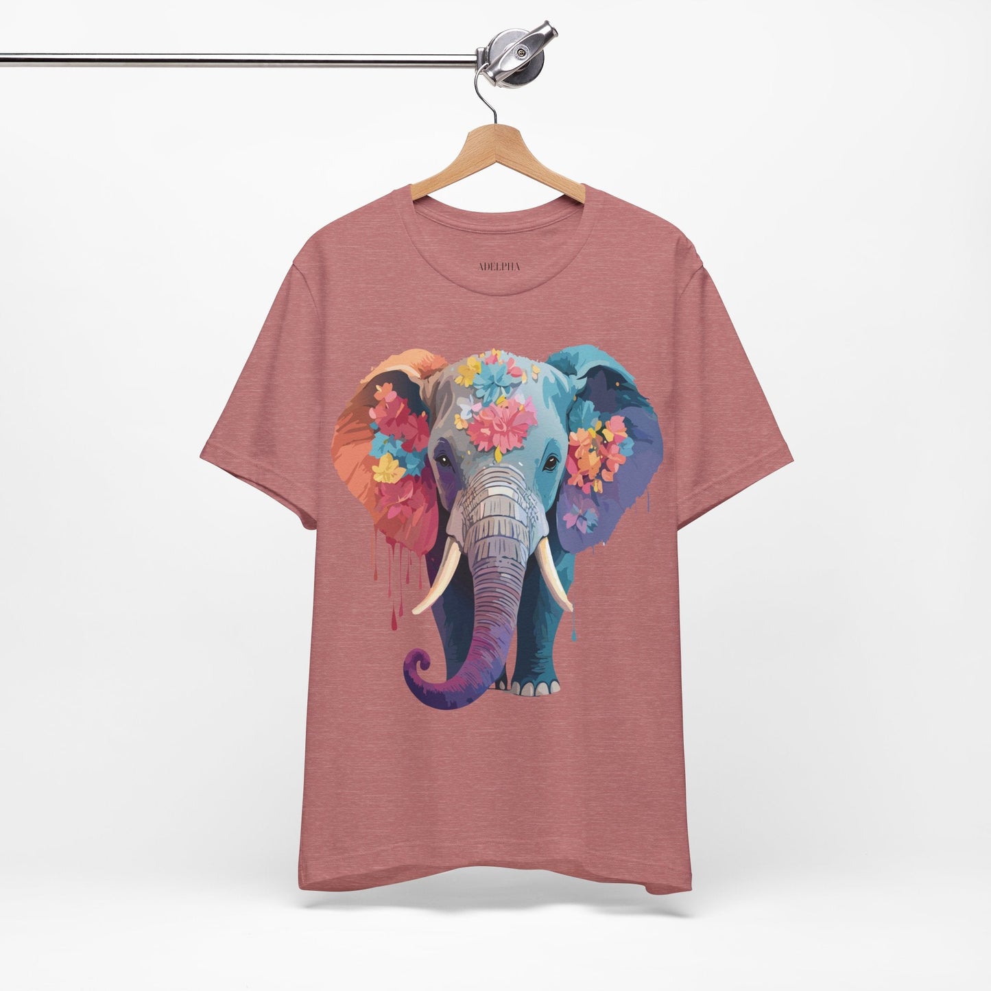 Elephant Graphic Tee By Adelpha Unisex Short Sleeve Shirt With Vintage Artwork Design