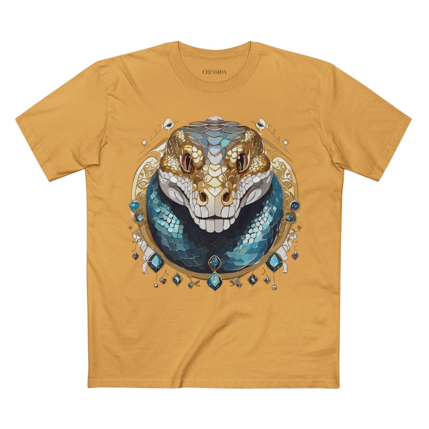 Snake Graphic Unisex 100 Cotton Tee With Unique Animal Golden Medallion Art Design 43