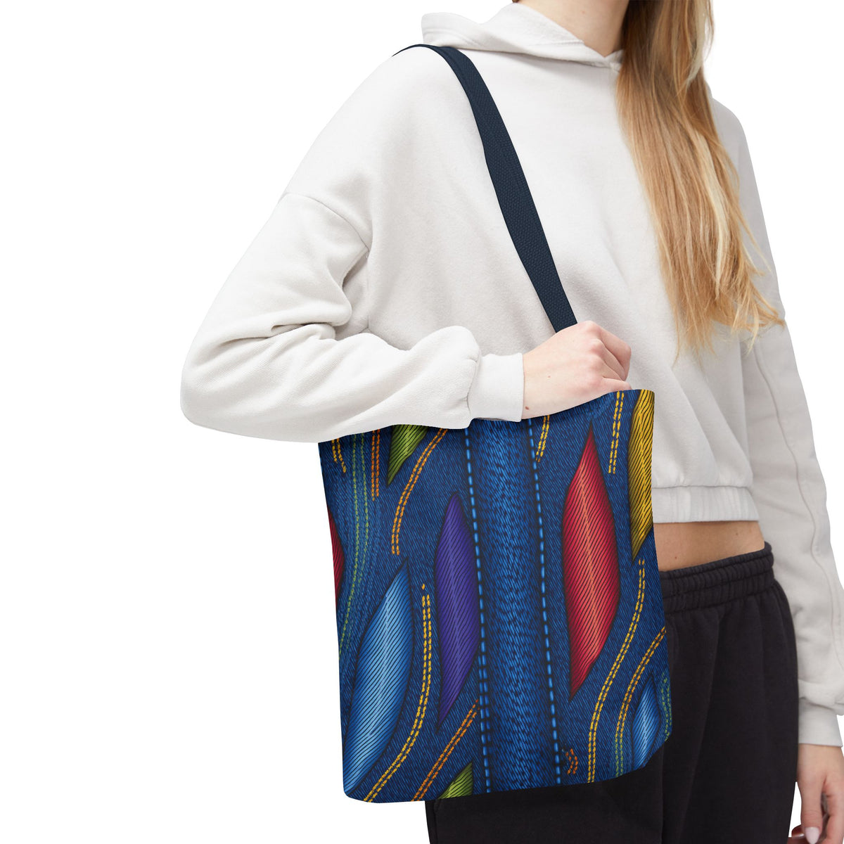 Denim Fabric Imitation Print Unisex Canvas Bag Poly Spun 3 Sizes Tote Bag 137