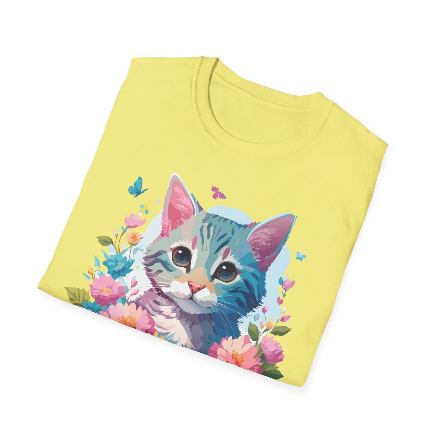 Cat Shirt Unisex Tee Kitten Cat Tee Softstyle 100 Percent Cotton Gildan 64000