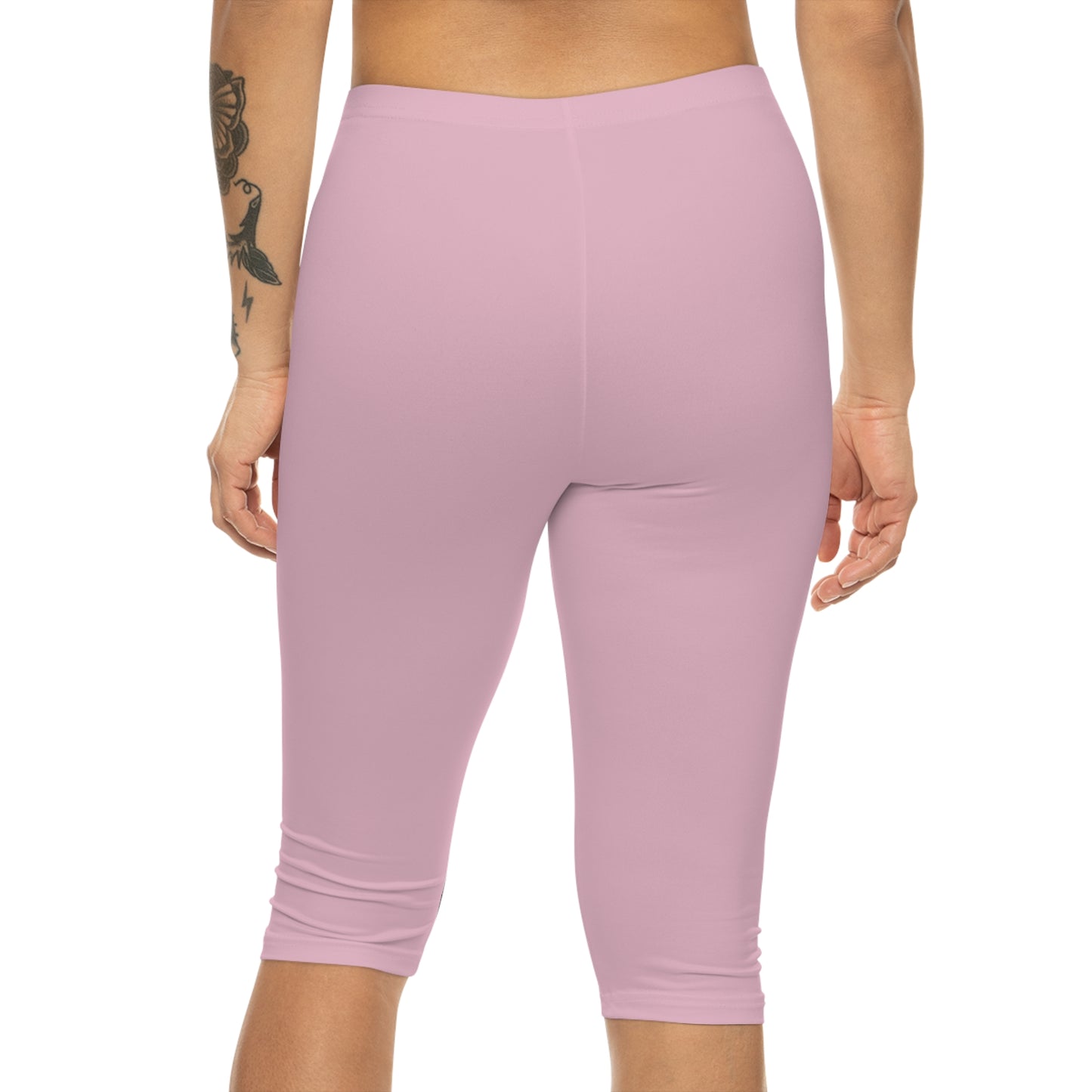Pastel Petal Pink Color Women's Brushed Suede Poly Span Casual Capri Leggings XS-2XL