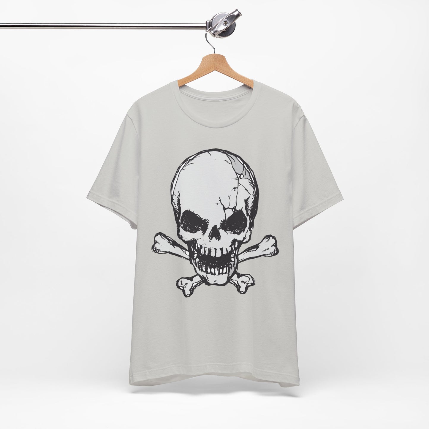 Grey Skull Graphic Design Tee, Skull Shirt, Vintage Tees, Art Design T-Shirt, Vintage Graphic Tee, Art Shirts with Skulls