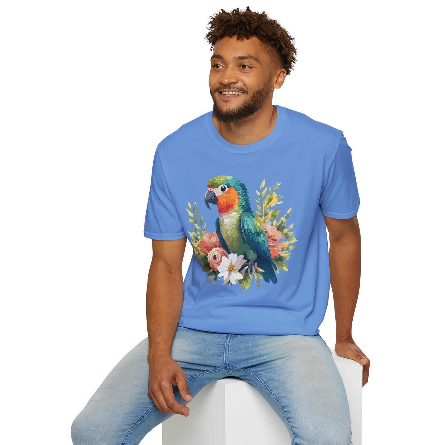 Floral Bird T Shirt Unisex Softstyle Gildan 64000 Cotton Tee for Everyday Comfort