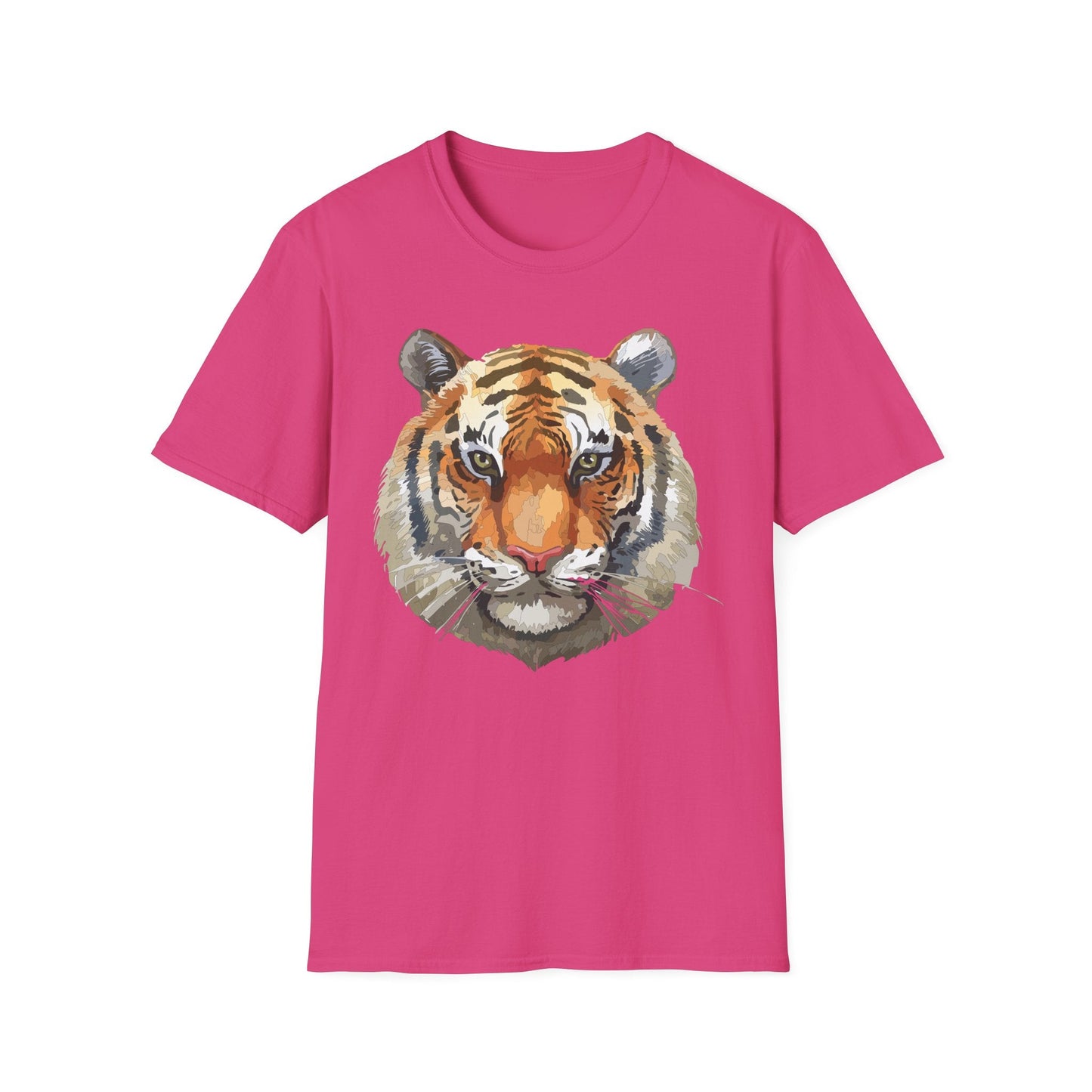 Tiger Print Unisex T Shirt Softstyle 64000 Gildan Ring Spun Cotton Tee