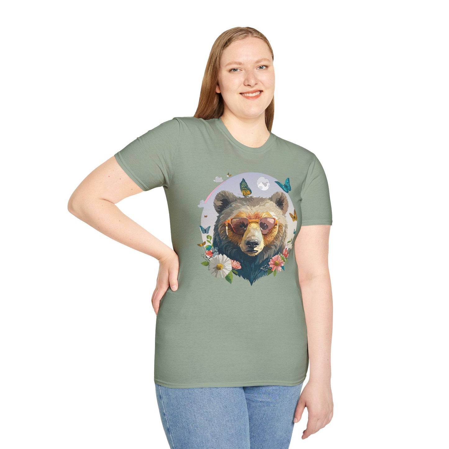 Bear T Shirt Unisex Softstyle Tee 100 Percent Ring Spun Cotton Gildan 64000 Comfortable Wear